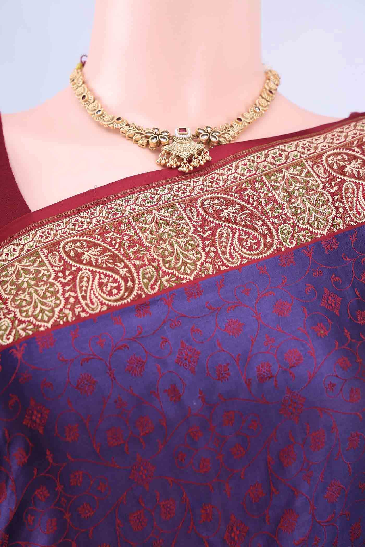 Navy Blue Banarasi Saree