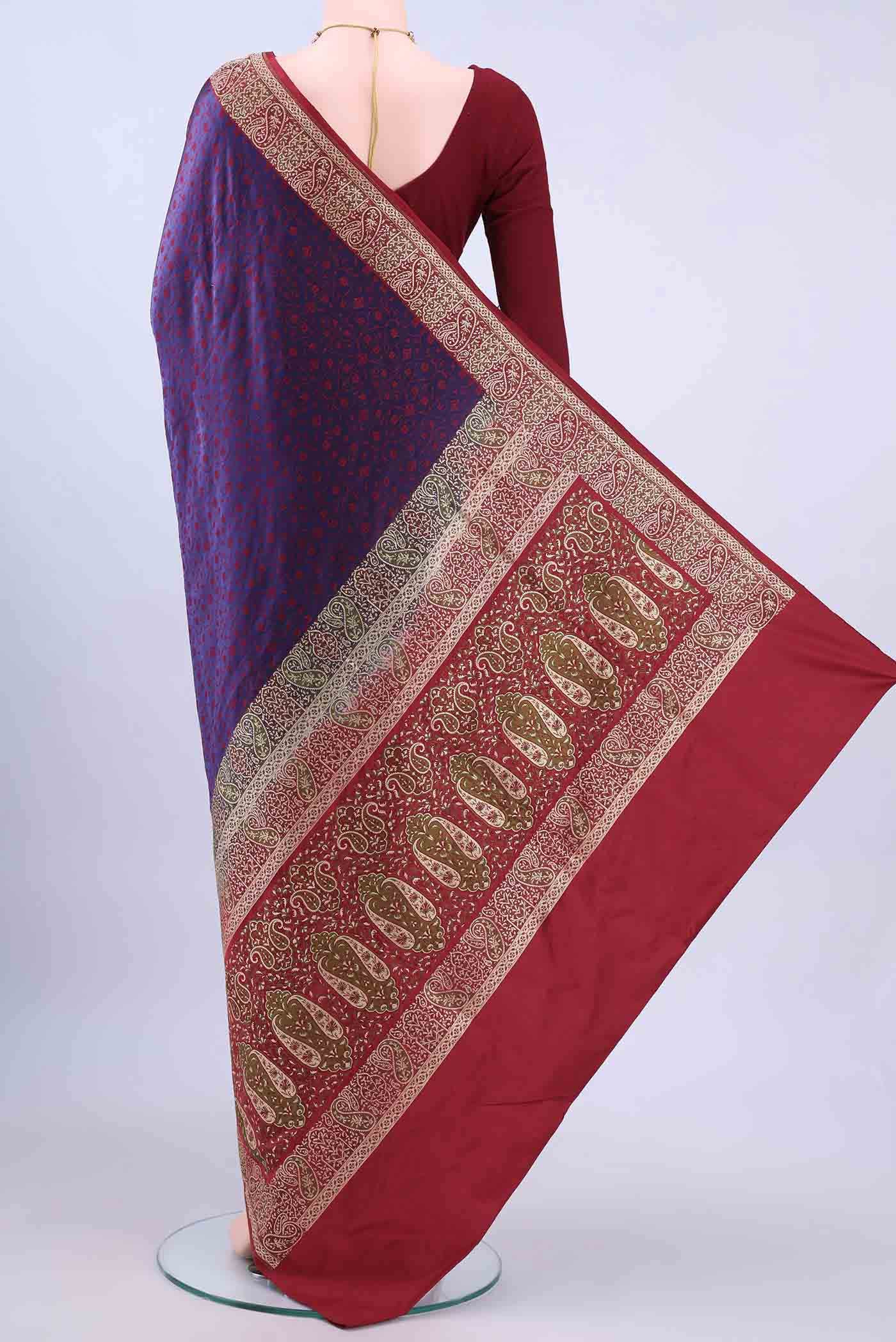 Navy Blue Banarasi Saree