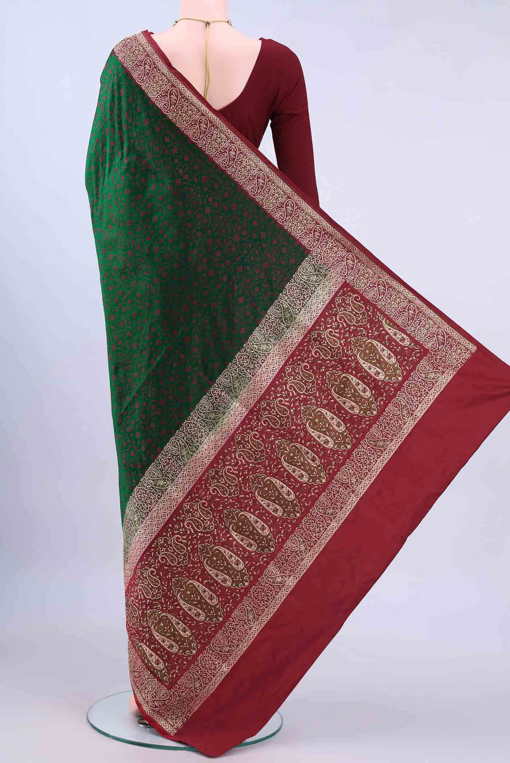 Bottle Green Banarasi Saree