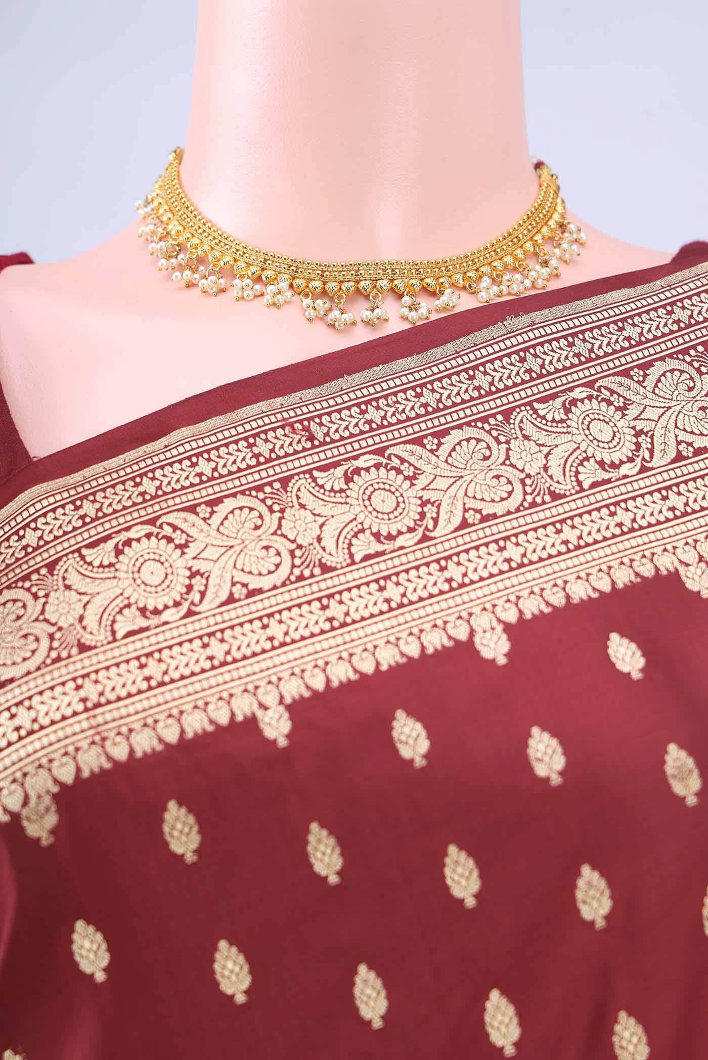 Maroon Banarasi Silk Saree