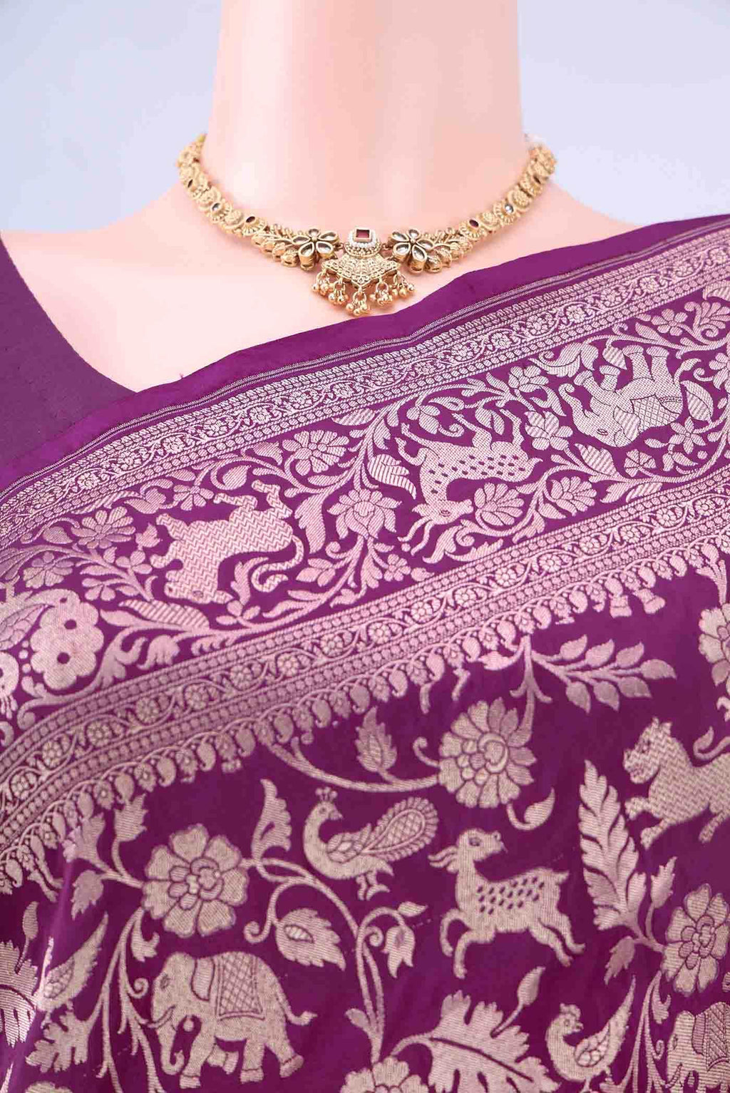 Burgundy Banarasi Silk Saree