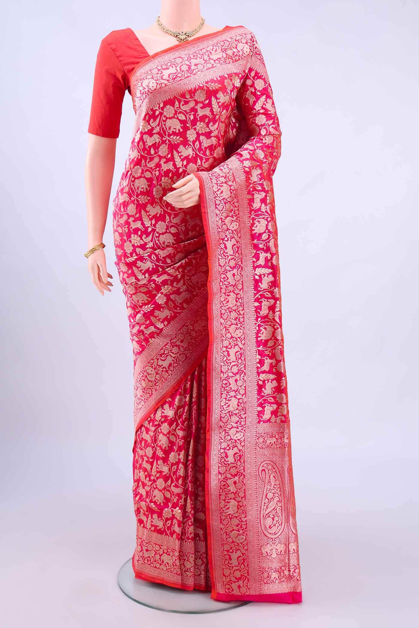 Pink Banarasi Silk Saree