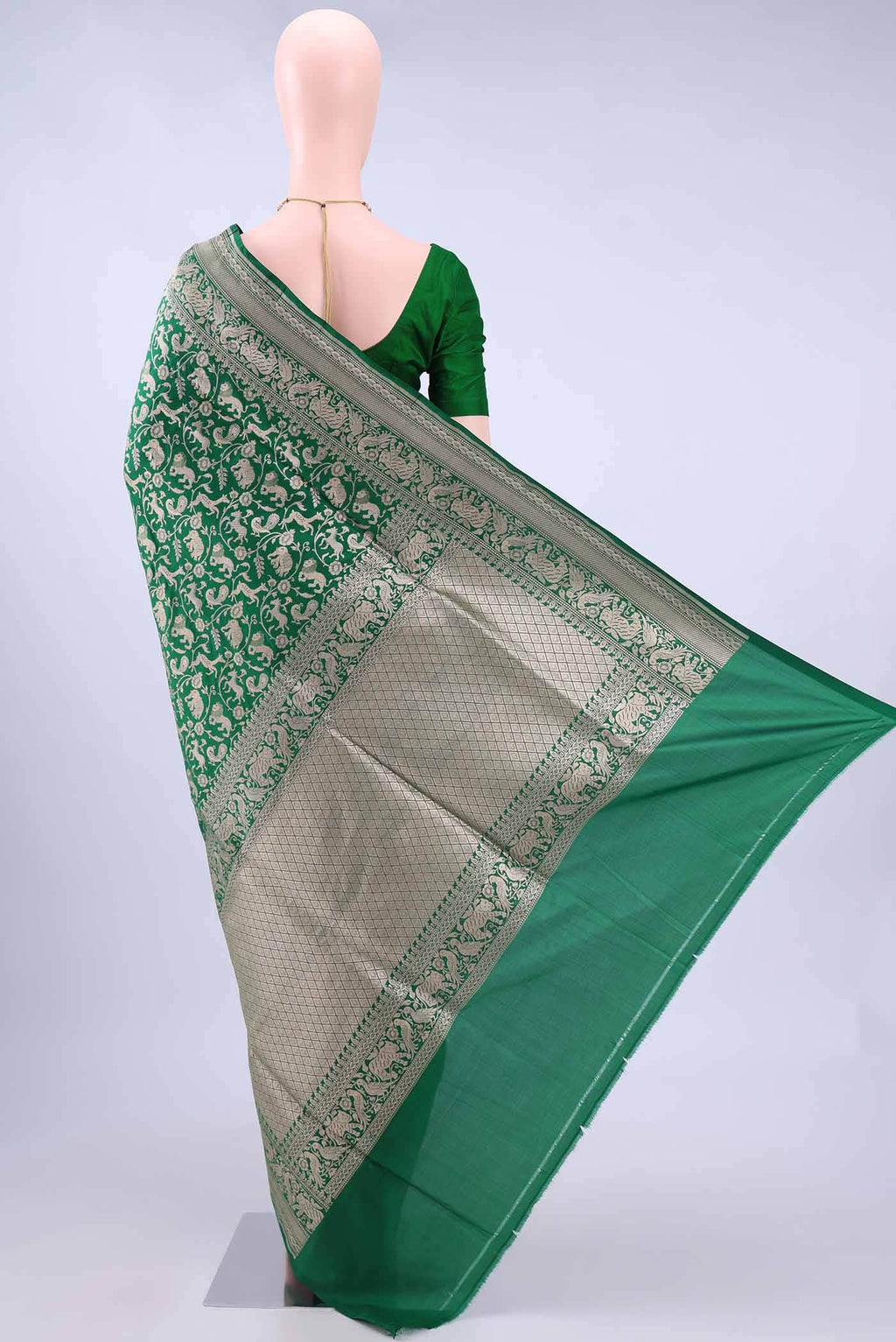 Bottle Green Banarasi Silk Saree