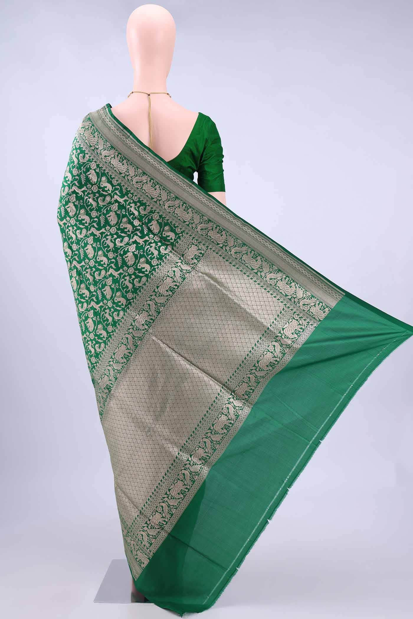 Bottle Green Banarasi Silk Saree