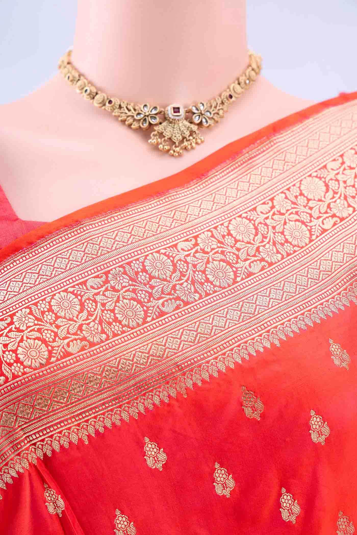 Orange Dual Tone Banarasi Silk Saree