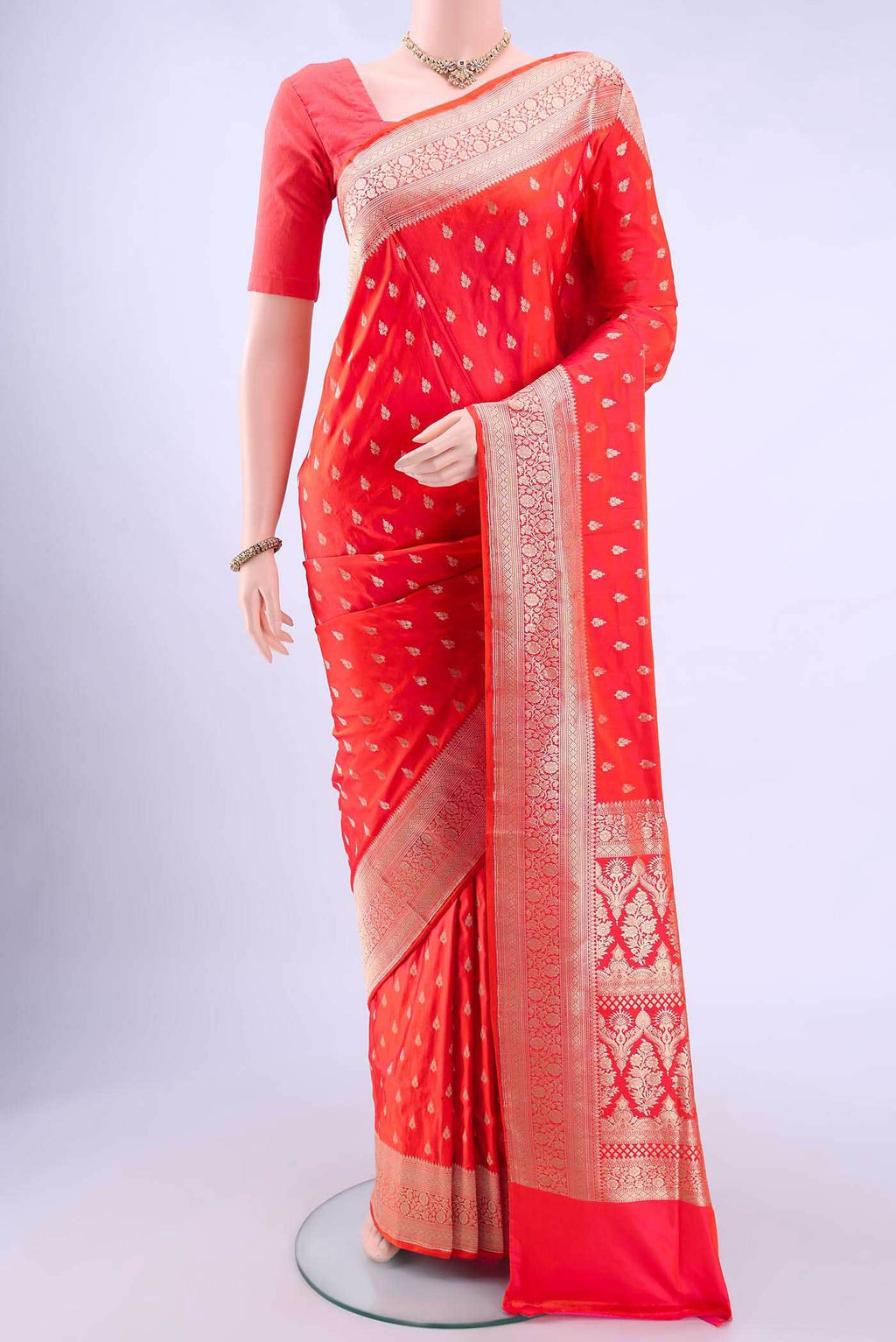 Orange Dual Tone Banarasi Silk Saree