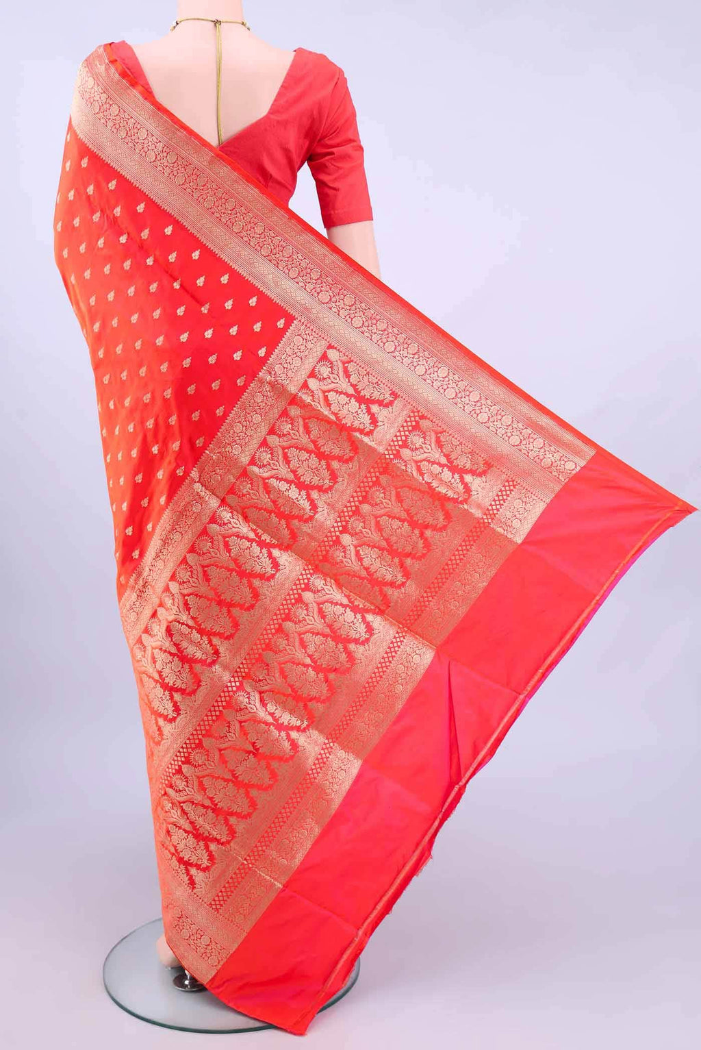 Orange Dual Tone Banarasi Silk Saree