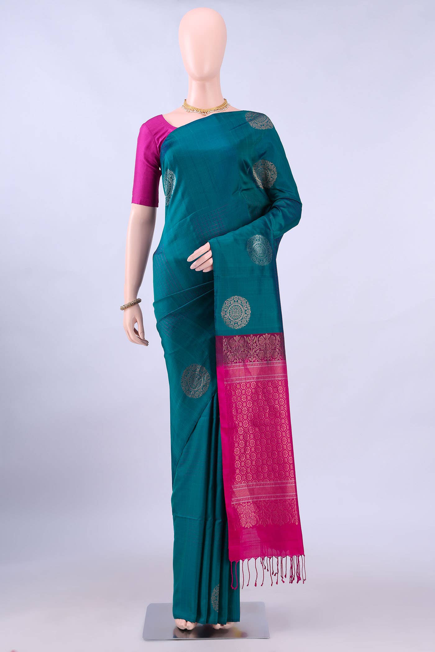Peacock Blue Soft Silk Saree