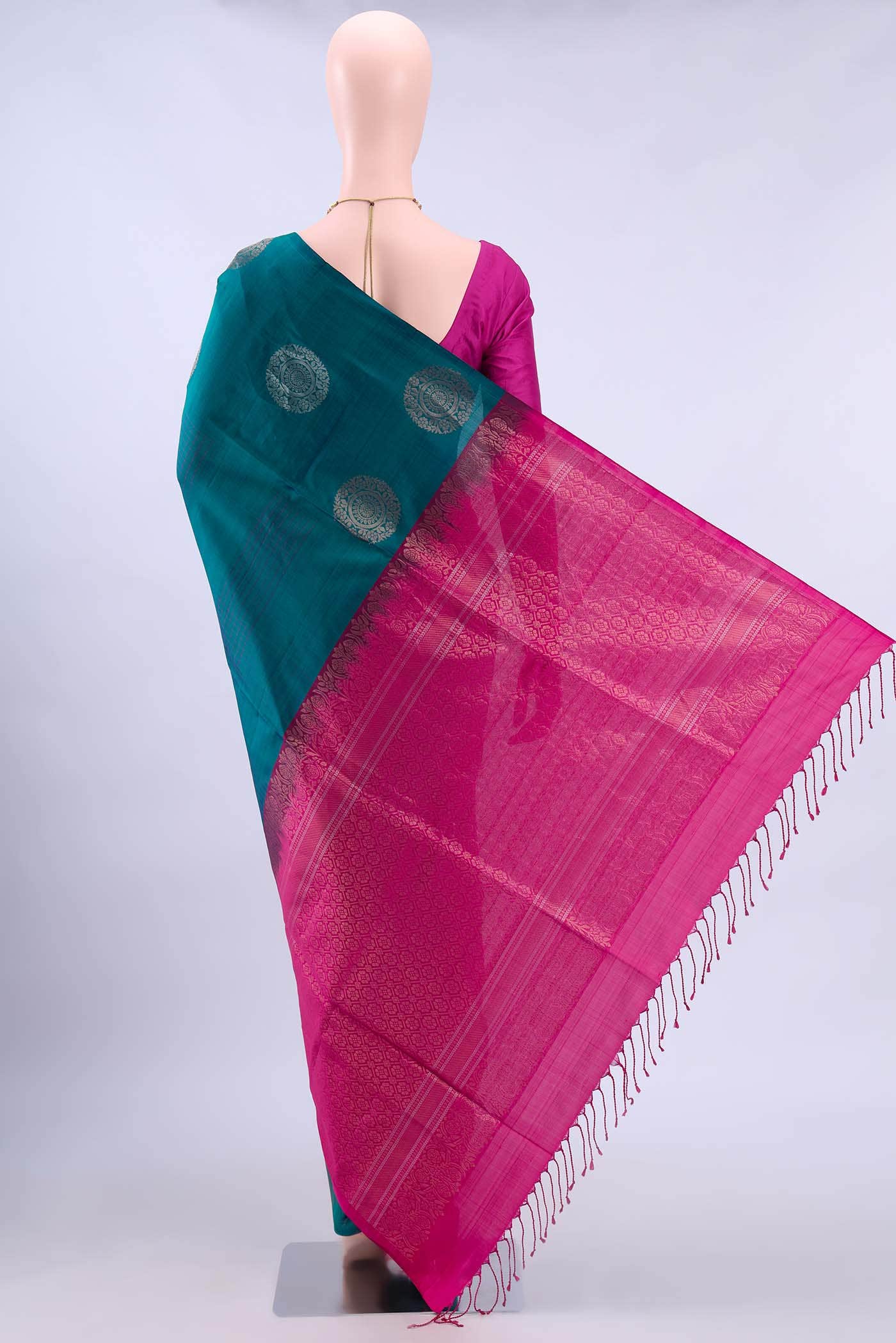 Peacock Blue Soft Silk Saree