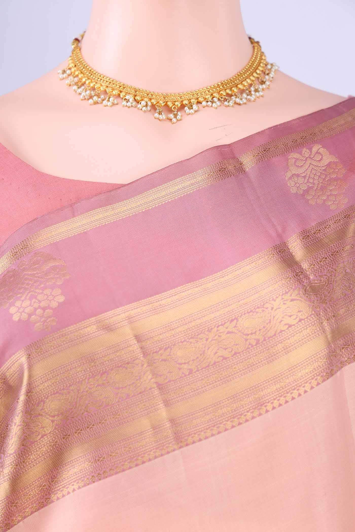 Golden Peach Soft Silk Saree