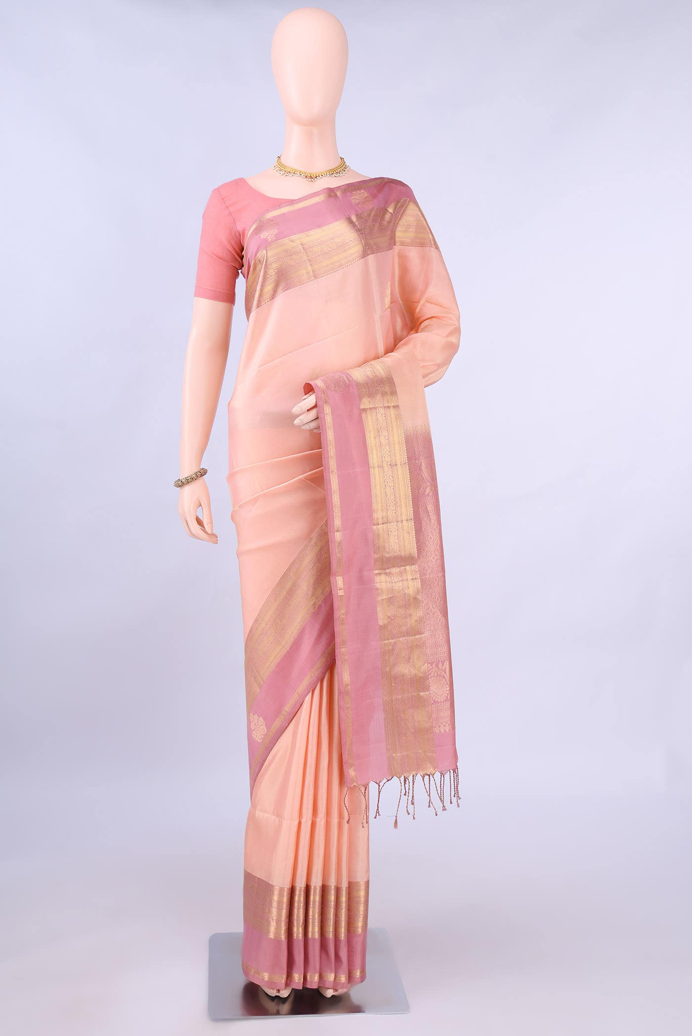 Golden Peach Soft Silk Saree