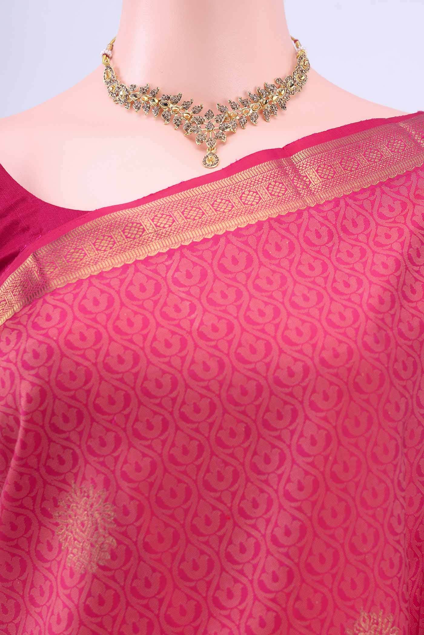Pure Silk Pure Zari Imperial Pink Kanchipuram Saree