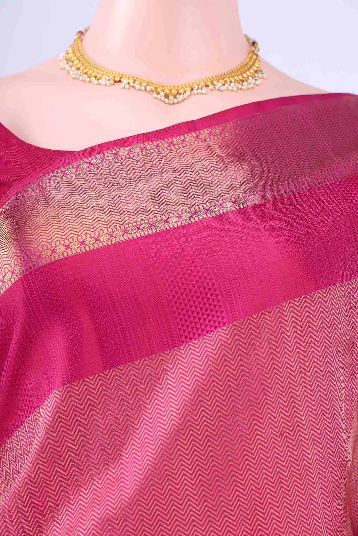 Pure Silk Pure Zari Dark Pink Kanchipuram Saree