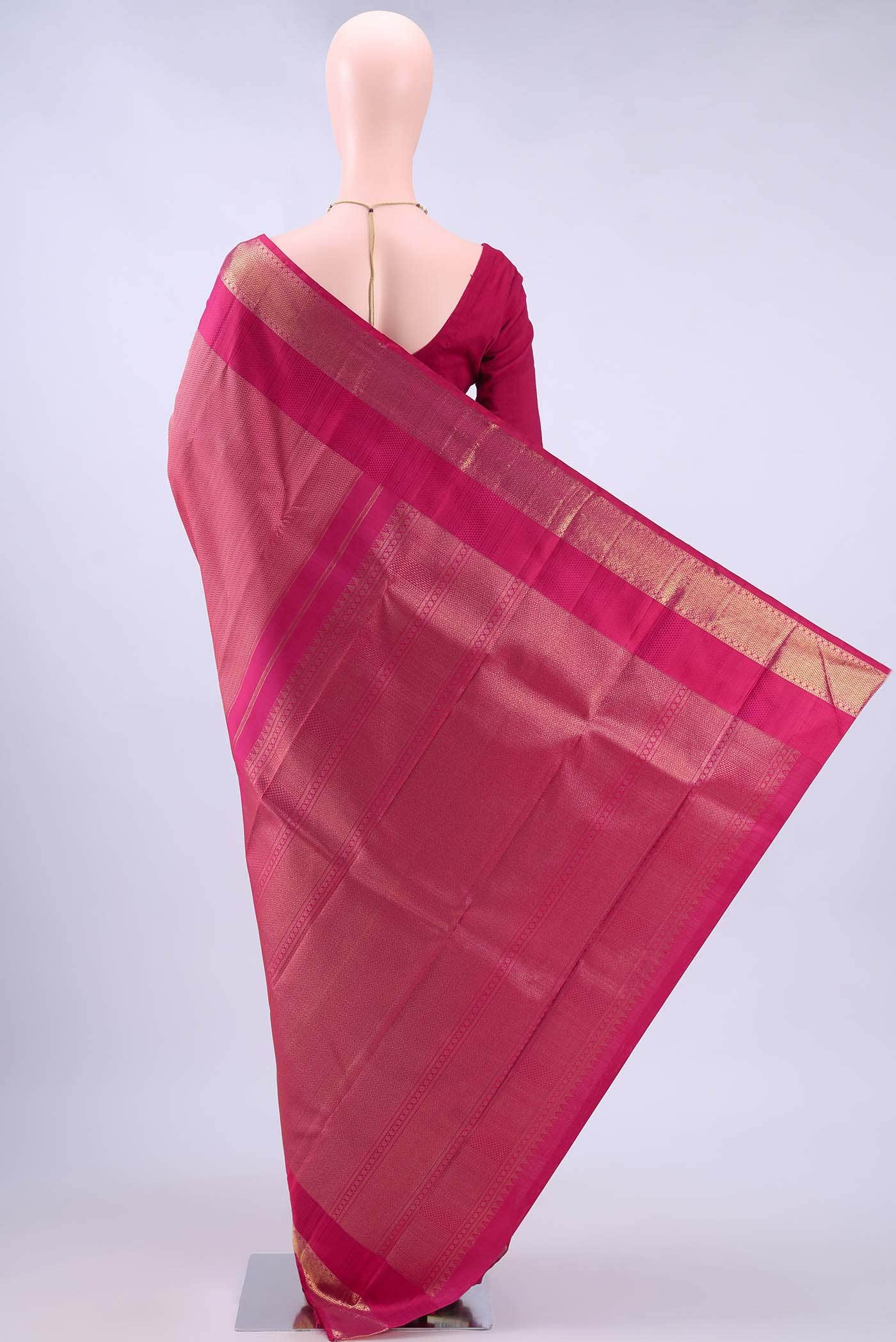 Pure Silk Pure Zari Dark Pink Kanchipuram Saree