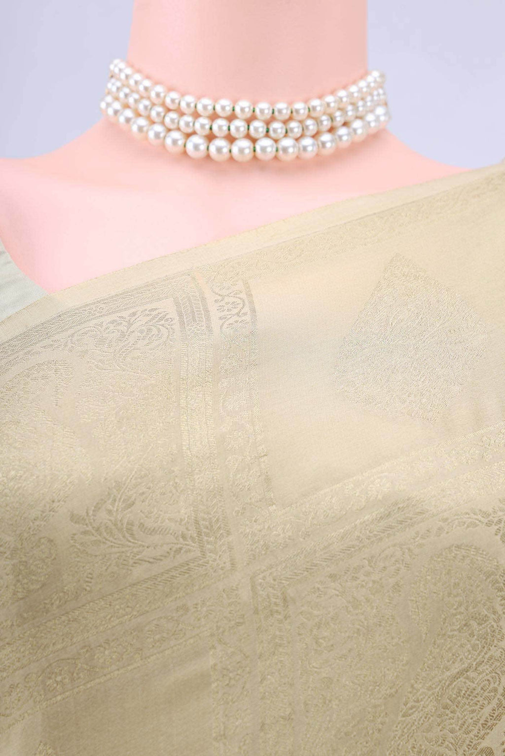 Dark Beige Mysore Crepe Saree