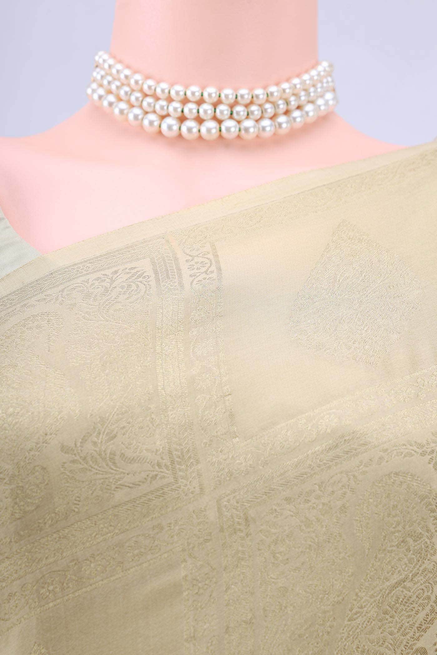 Dark Beige Mysore Crepe Saree