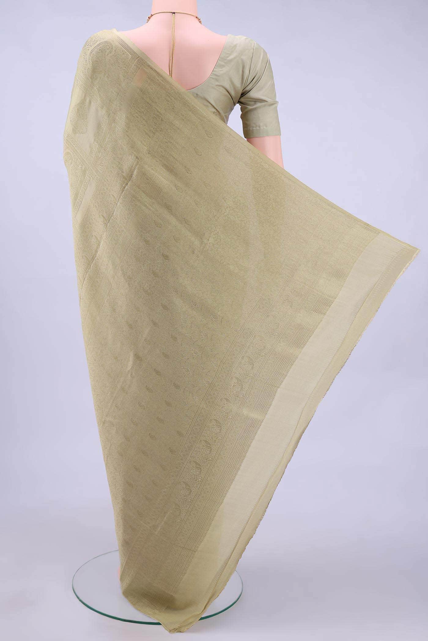 Dark Beige Mysore Crepe Saree