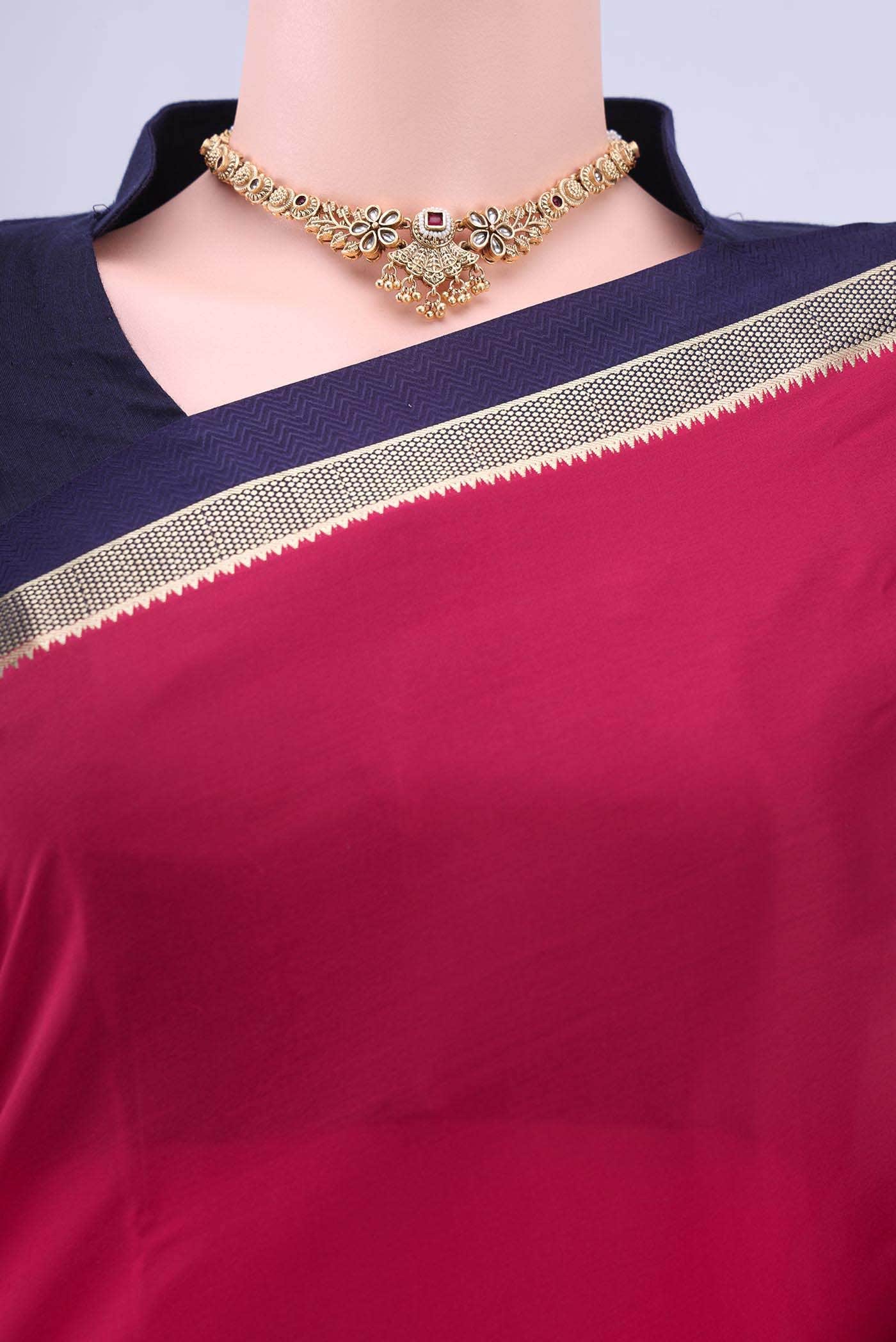 Imperial Red Mysore Crepe Saree