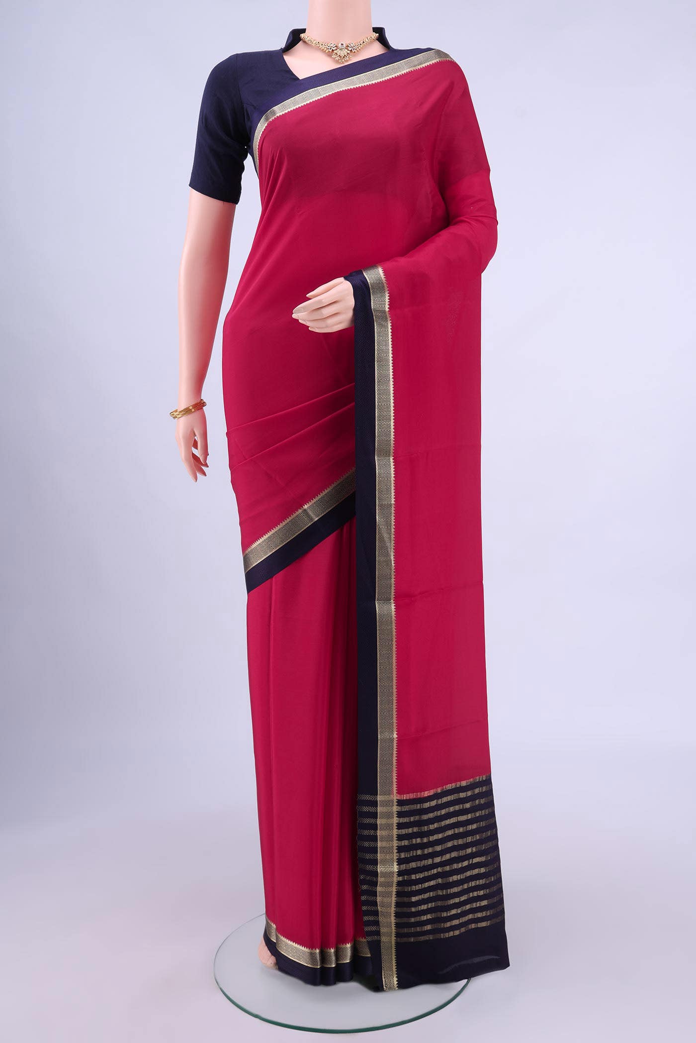 Imperial Red Mysore Crepe Saree