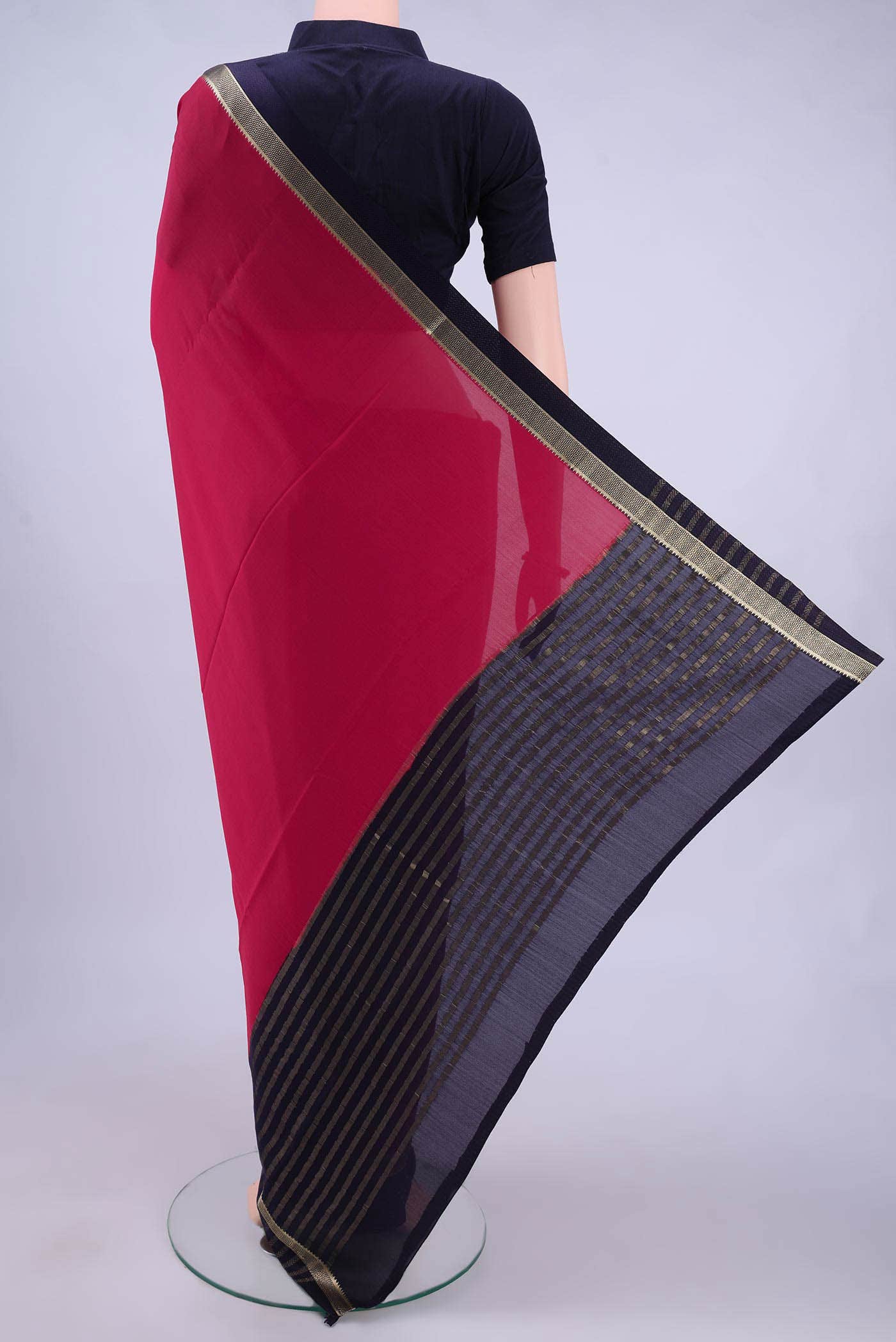 Imperial Red Mysore Crepe Saree