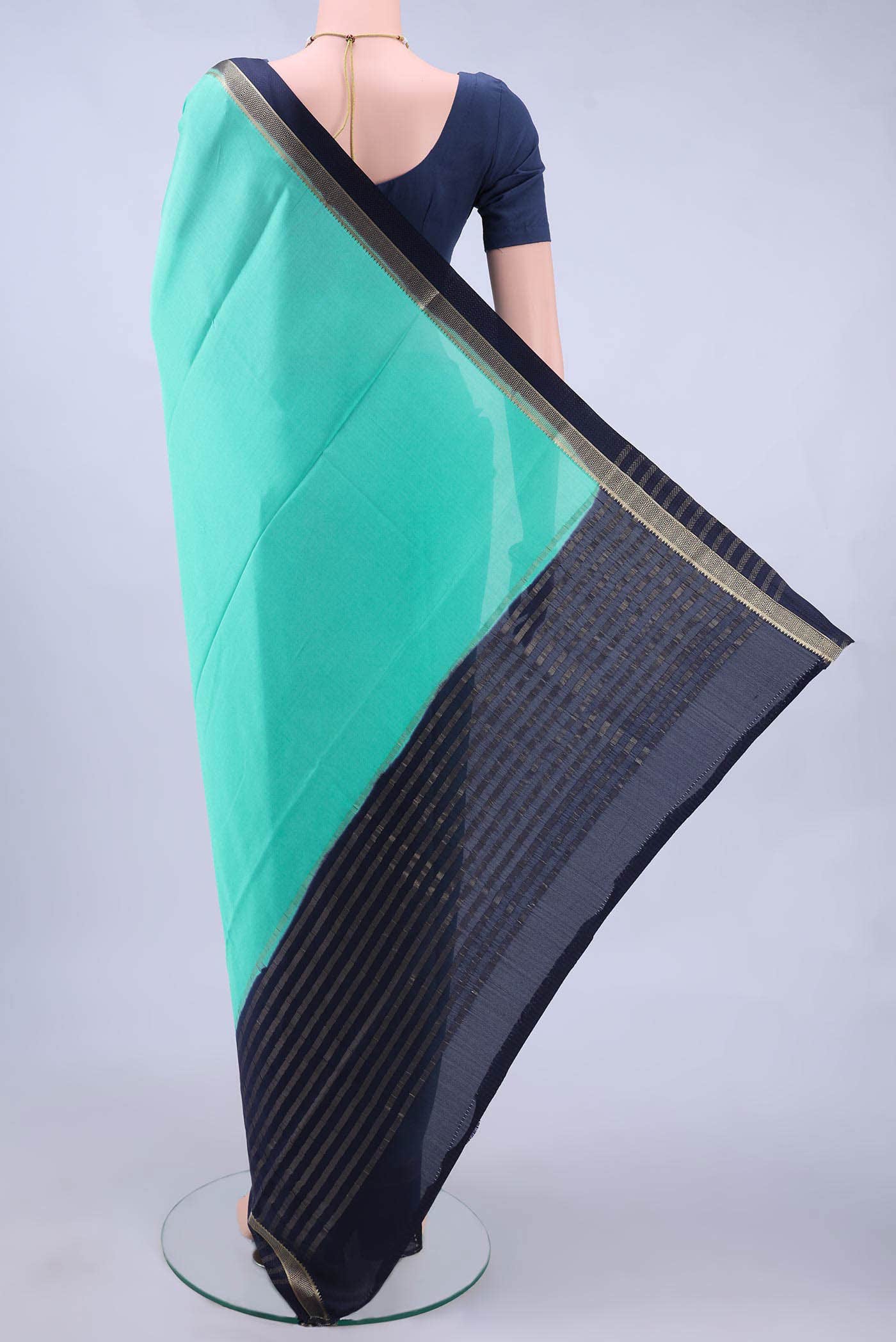 Turquoise Mysore Crepe Saree