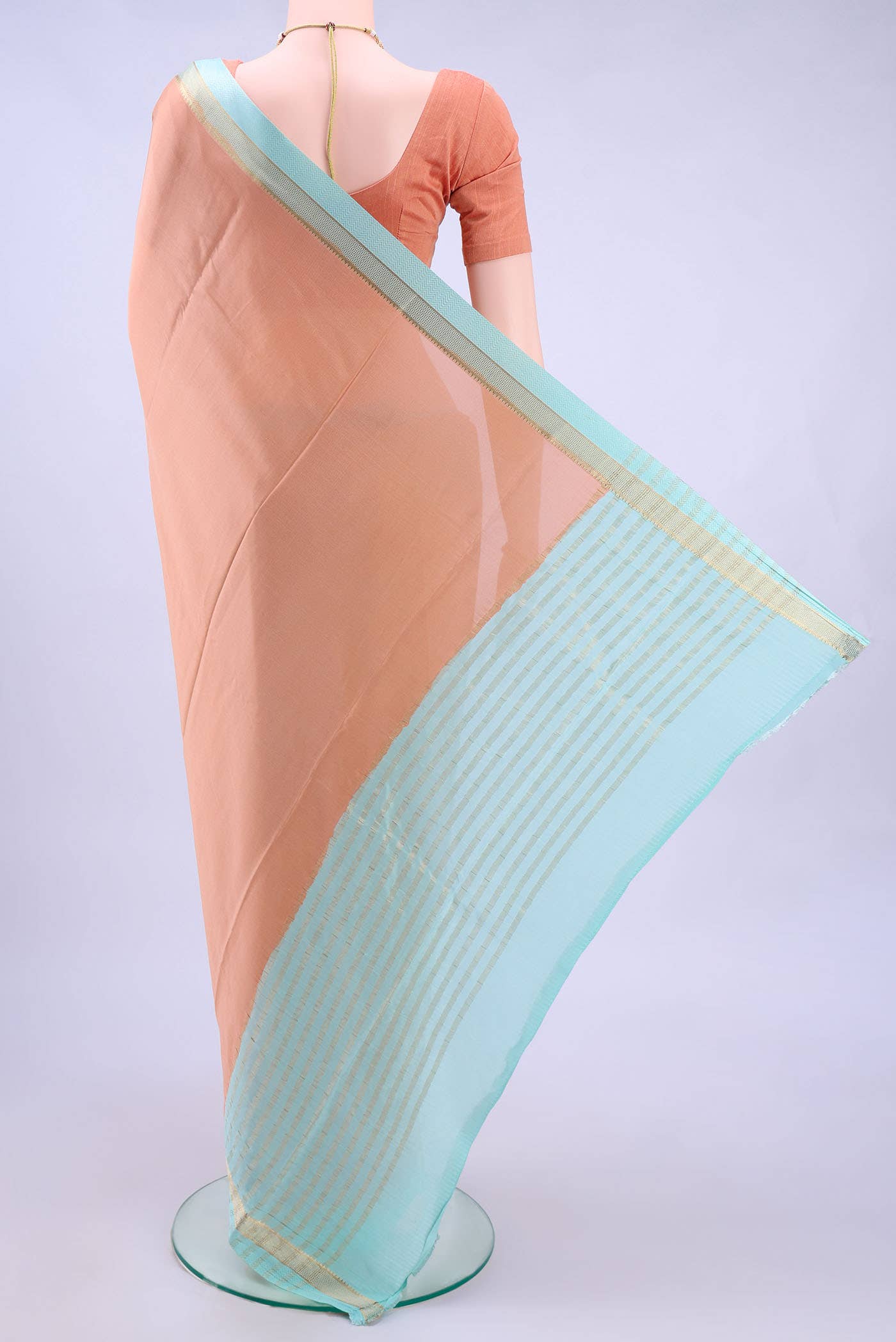 Peach Mysore Crepe Saree