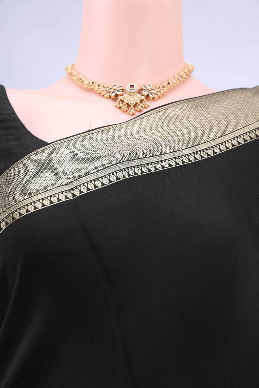 Black Mysore Crepe Saree