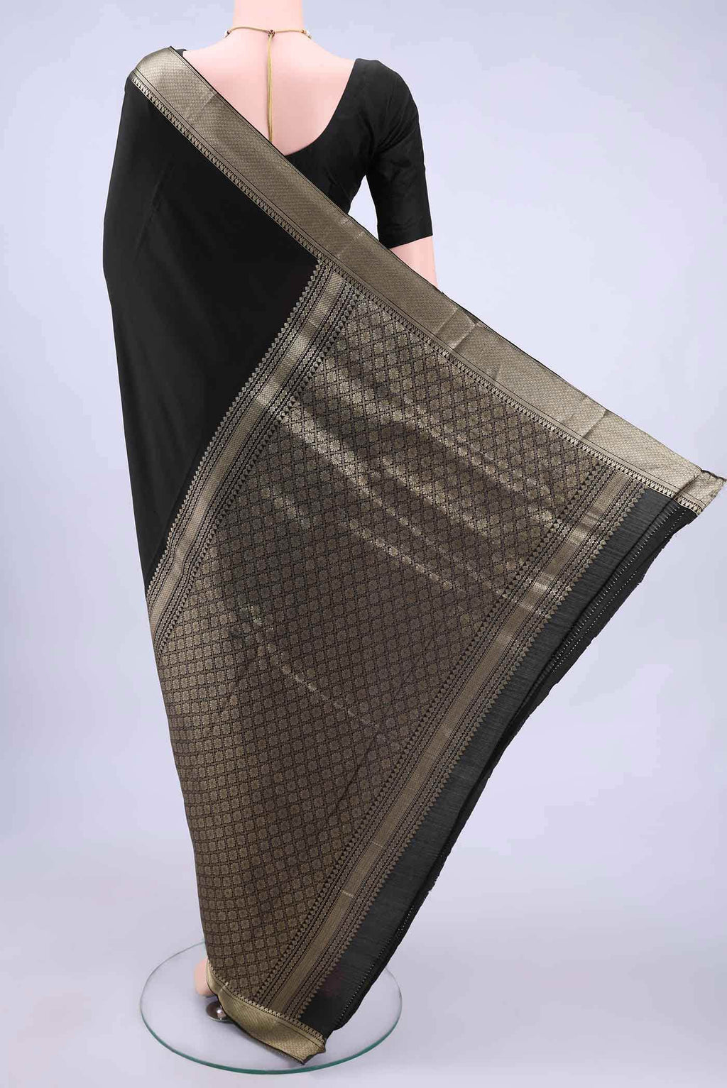 Black Mysore Crepe Saree