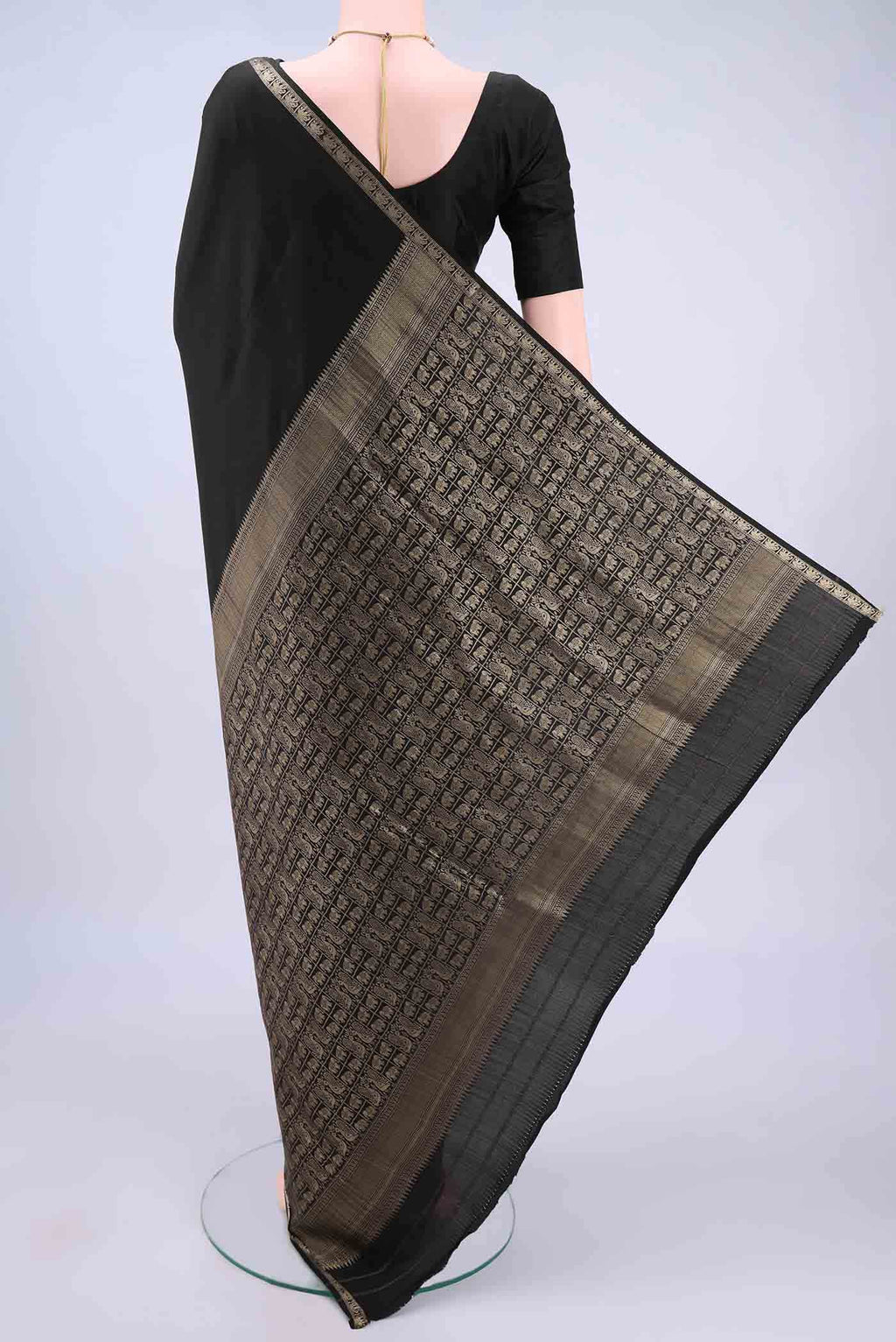 Black Mysore Crepe Saree
