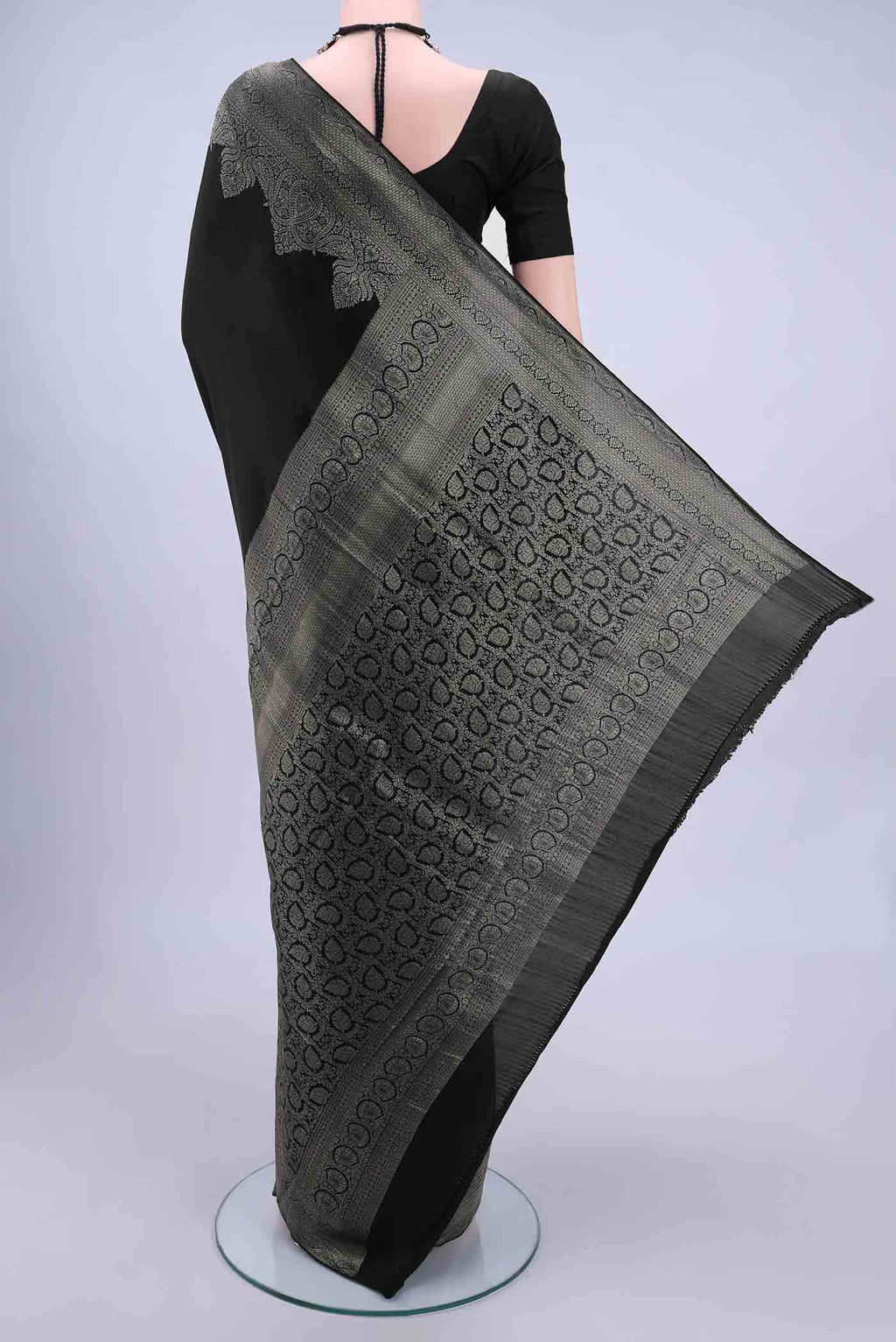 Black Mysore Crepe Saree
