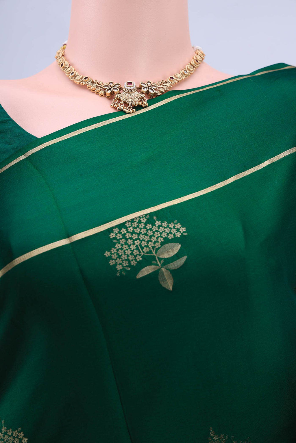 Bottle Green Mysore Crepe Saree