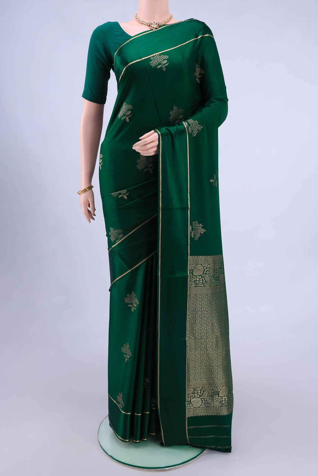 Bottle Green Mysore Crepe Saree