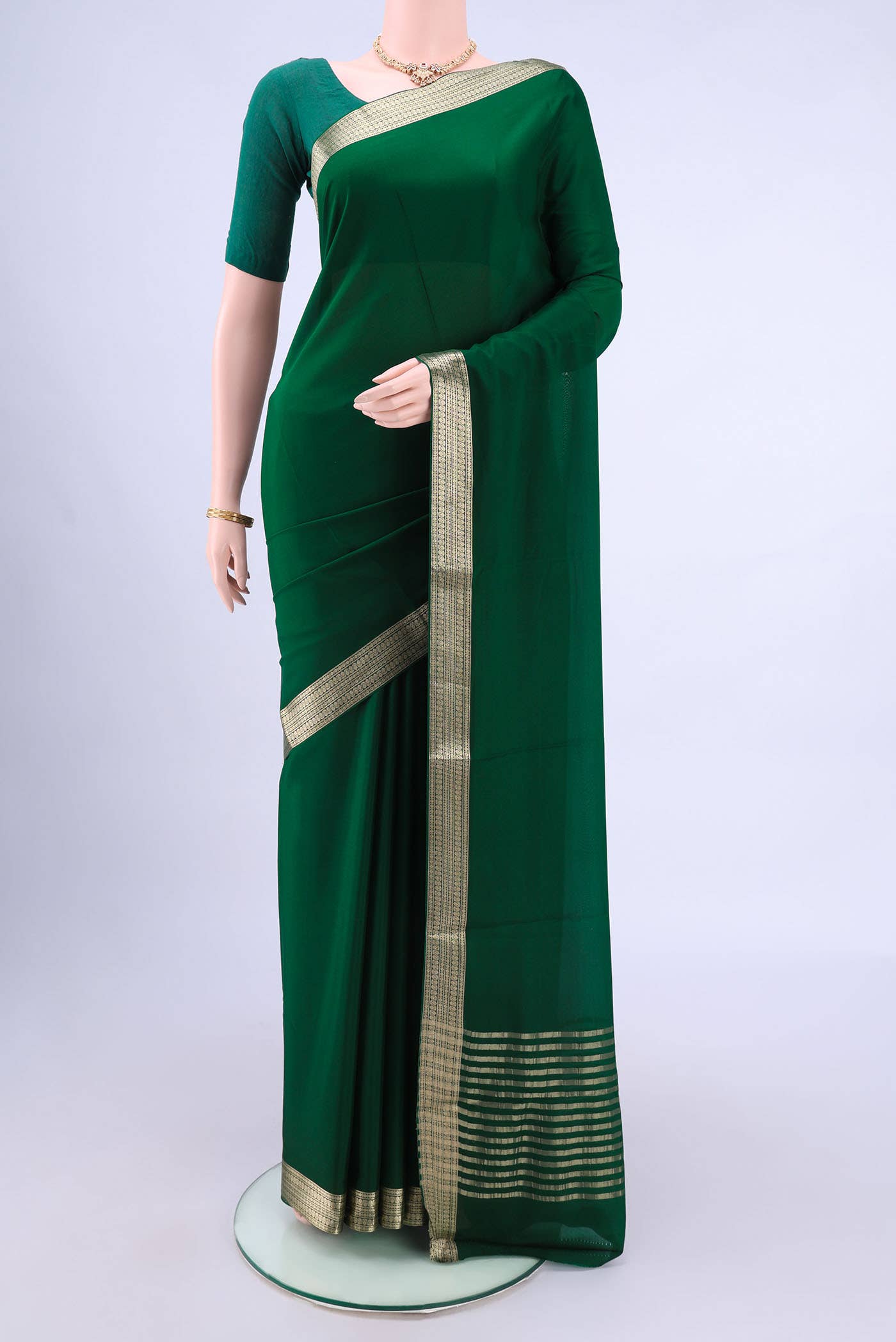 Bottle Green Mysore Crepe Saree