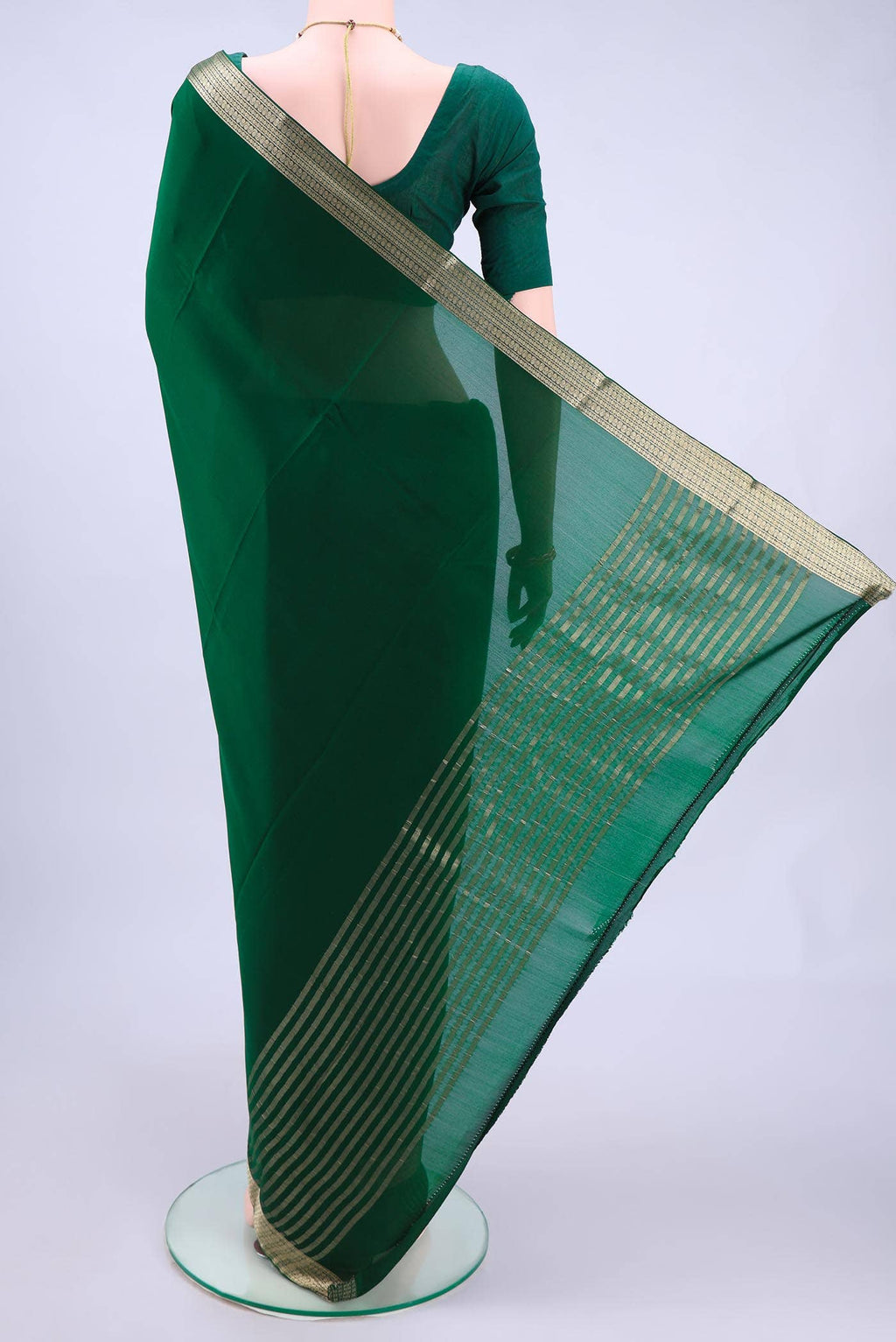 Bottle Green Mysore Crepe Saree