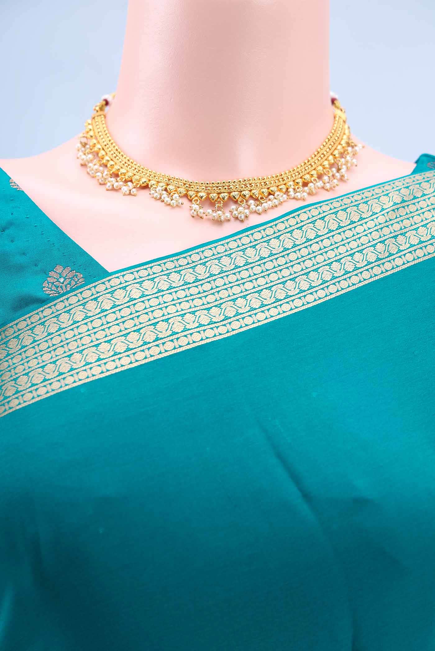 Blue Mysore Crepe Saree
