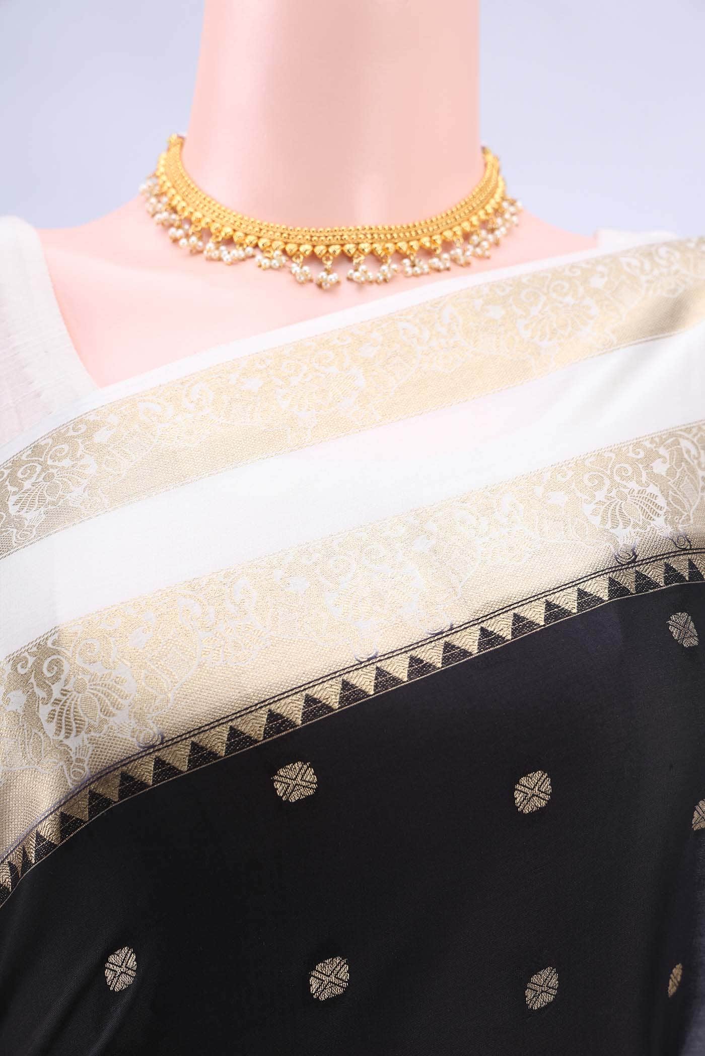 Black Mysore Crepe Saree
