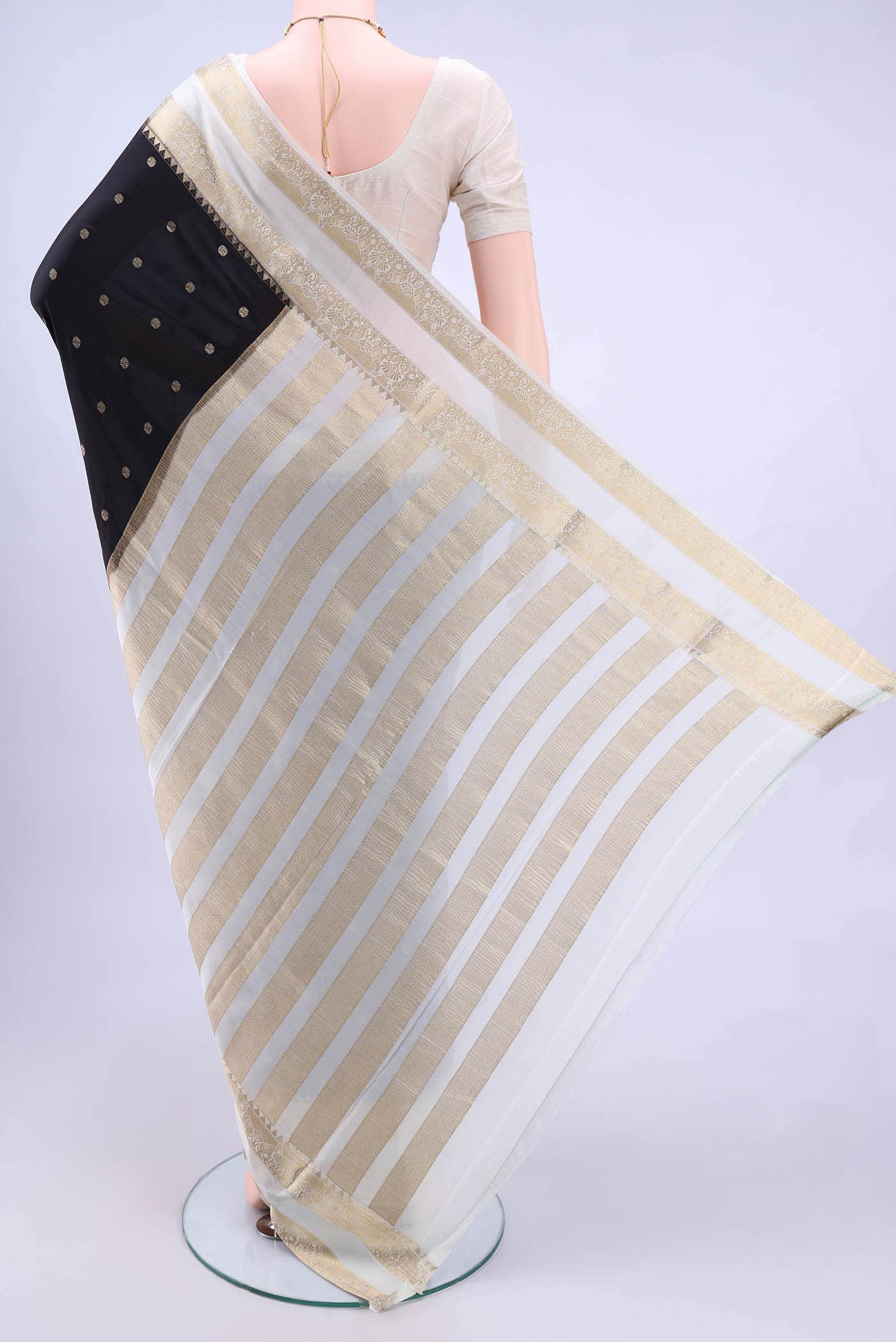 Black Mysore Crepe Saree