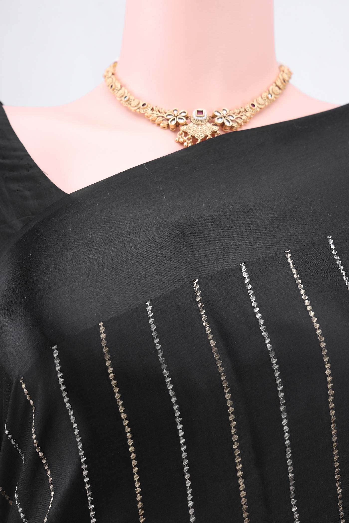 Black Mysore Crepe Saree