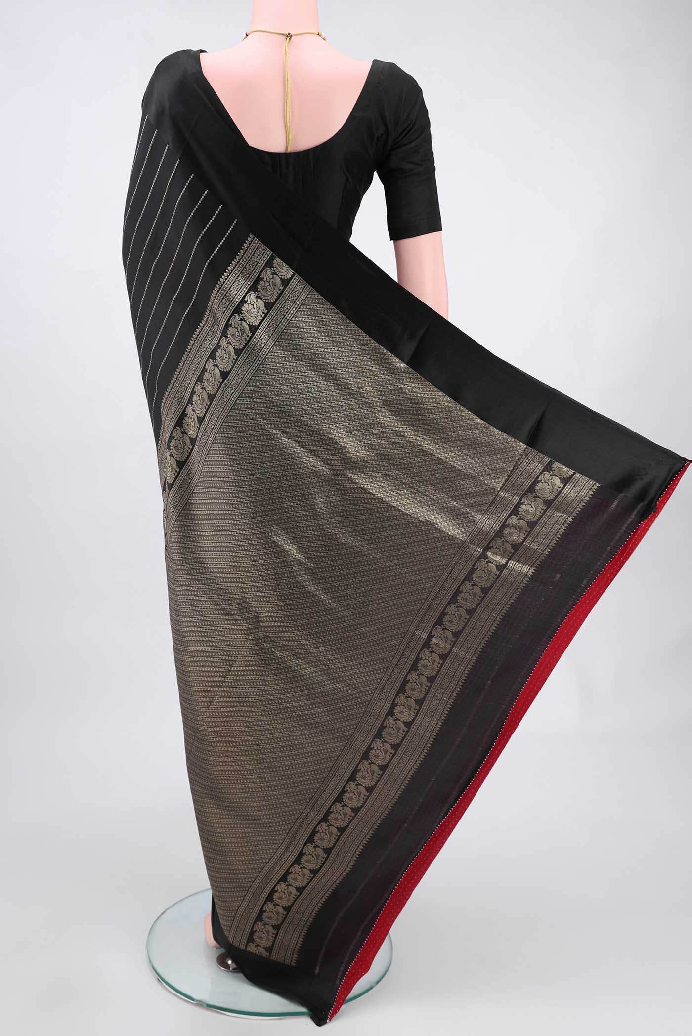 Black Mysore Crepe Saree