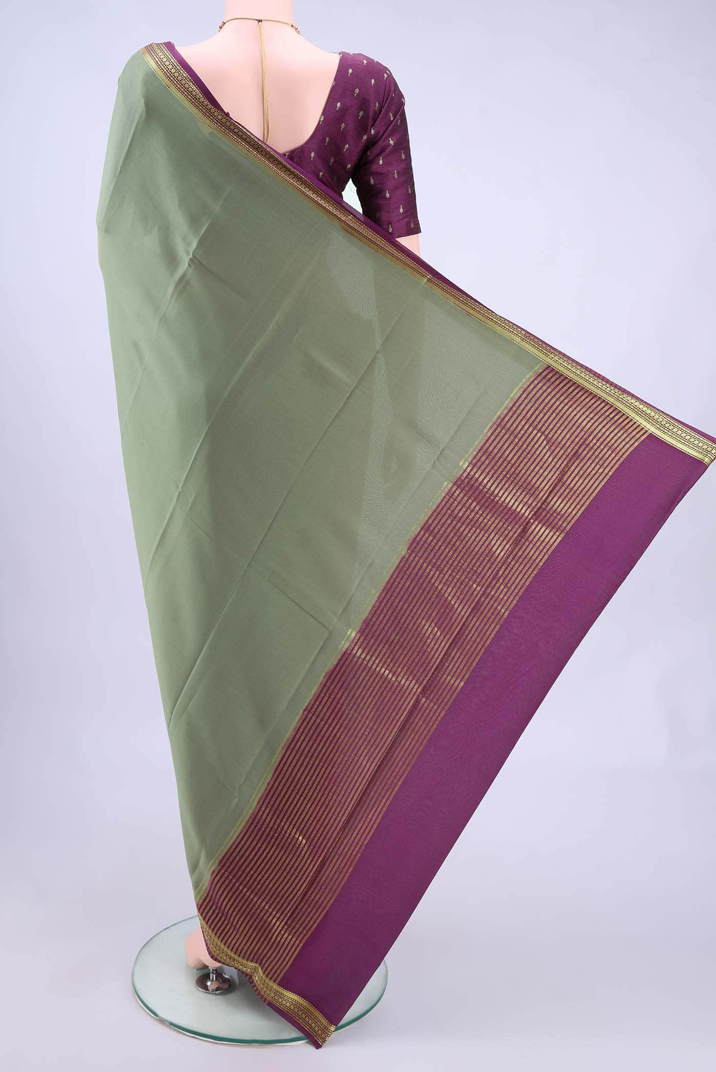 Davys Grey Mysore Crepe Saree