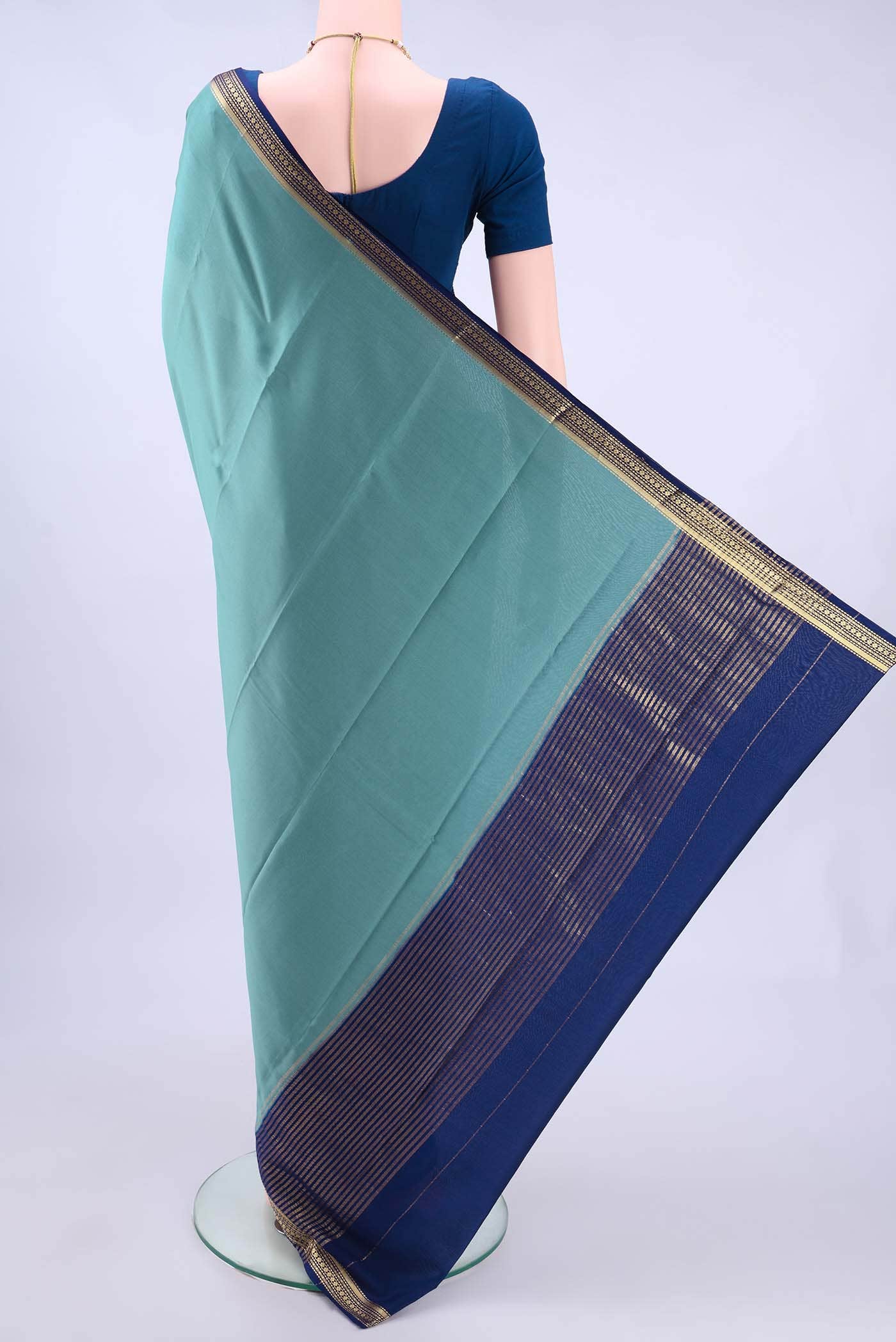 Blue Grey Mysore Crepe Saree