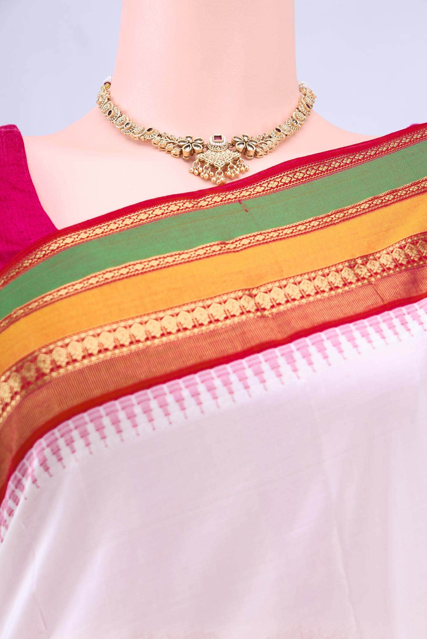 White Bangalore Silk - kadyal Saree