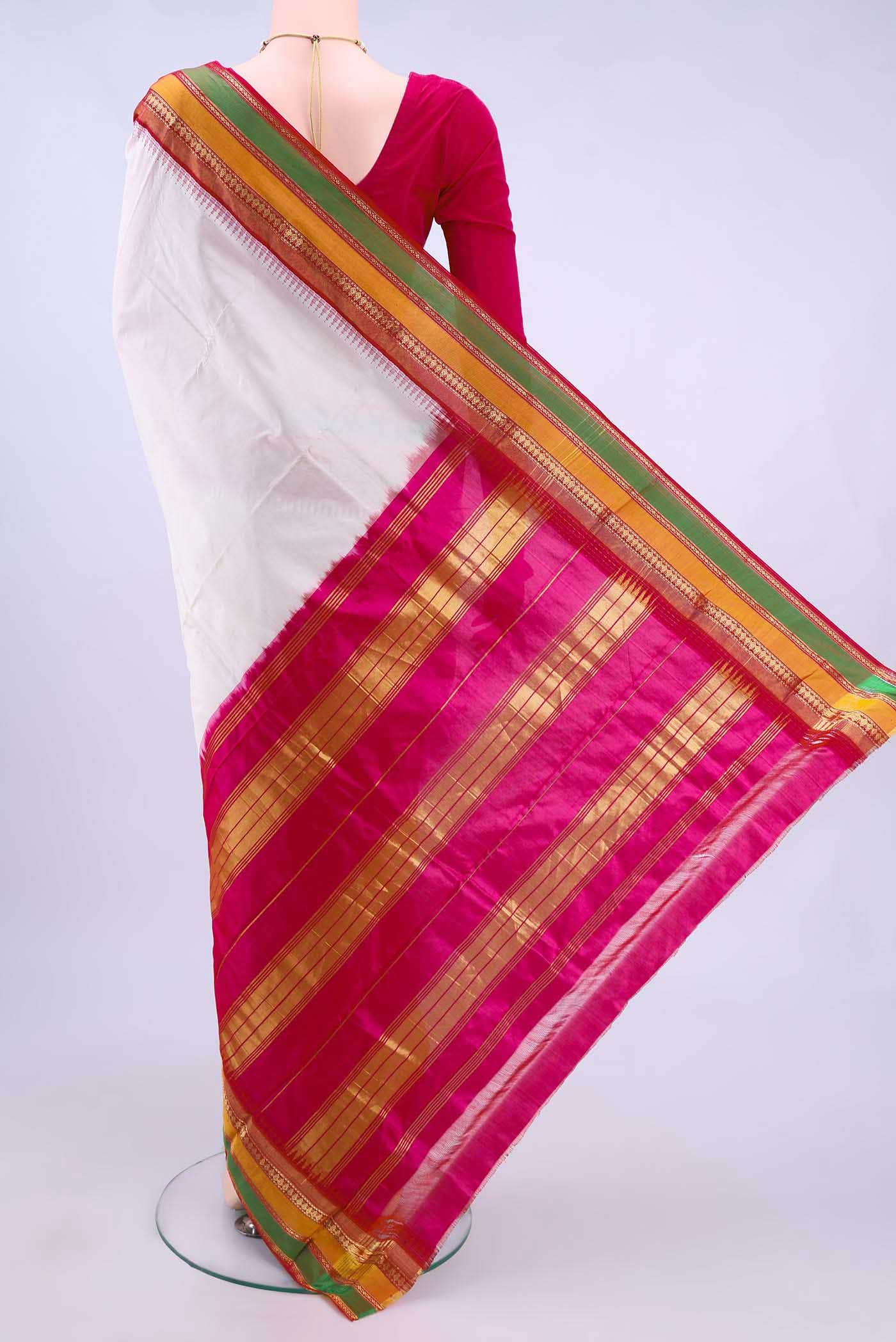 White Bangalore Silk - kadyal Saree
