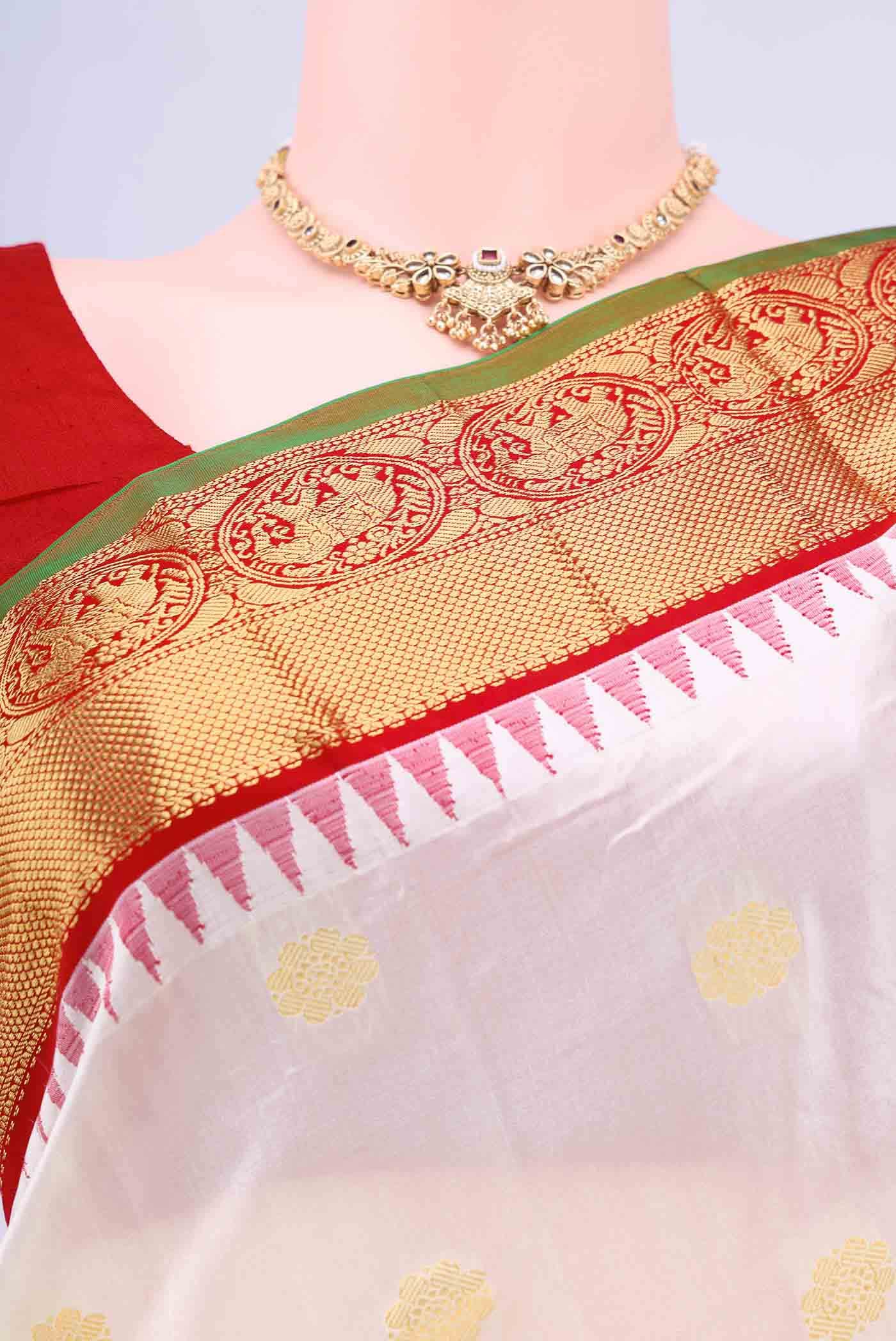 Off White Bangalore Silk - kadyal Saree