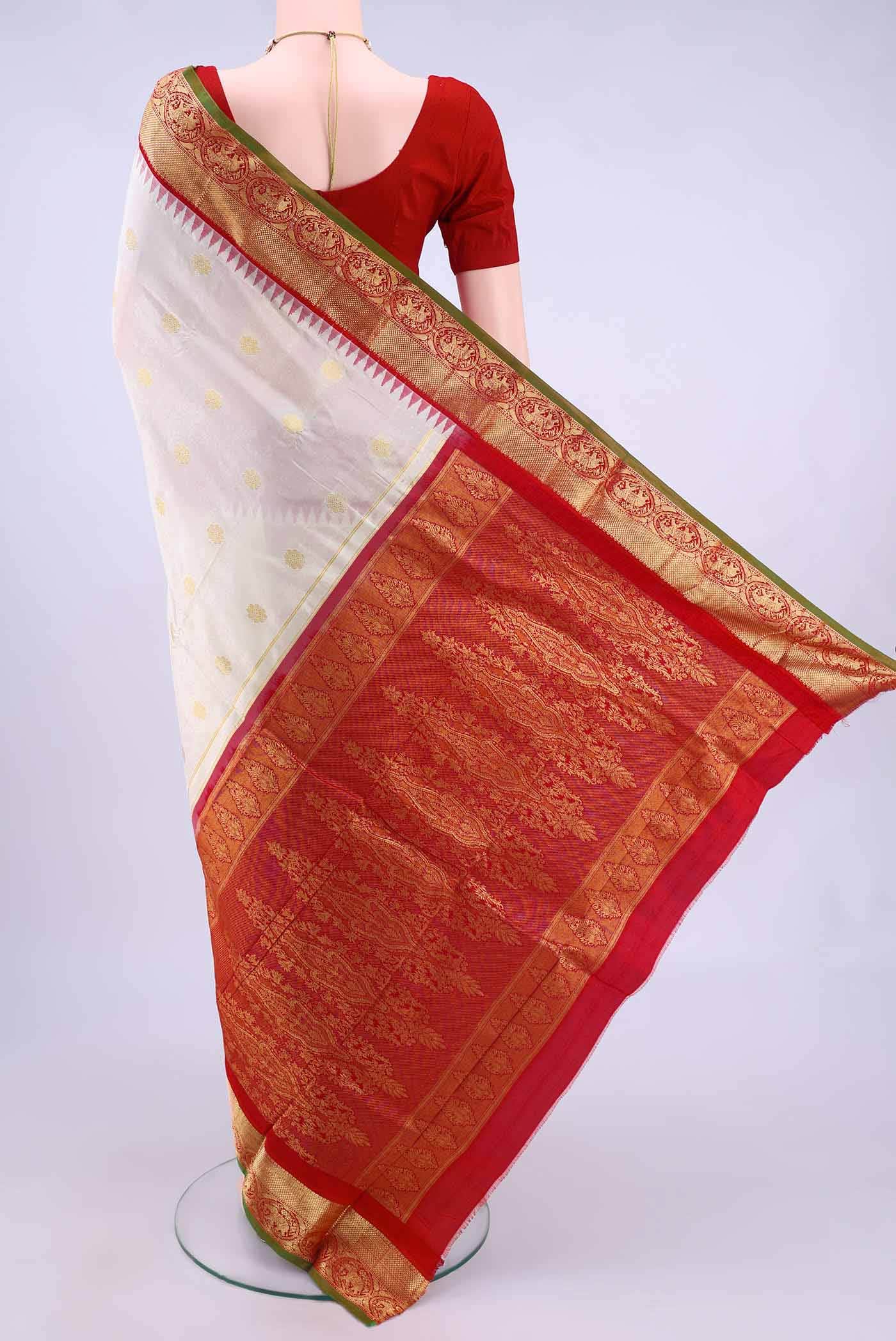 Off White Bangalore Silk - kadyal Saree