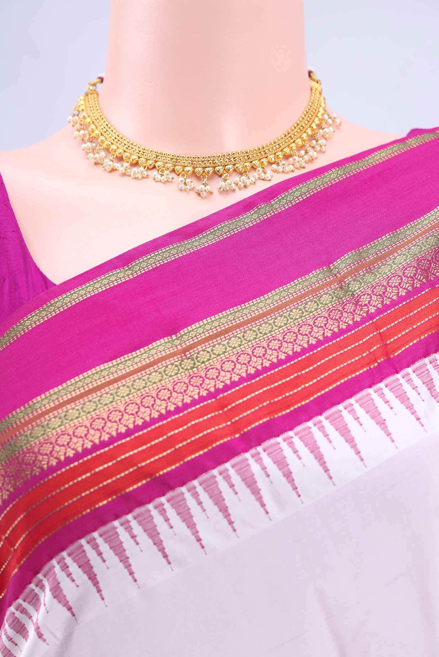 White Bangalore Silk - kadyal Saree