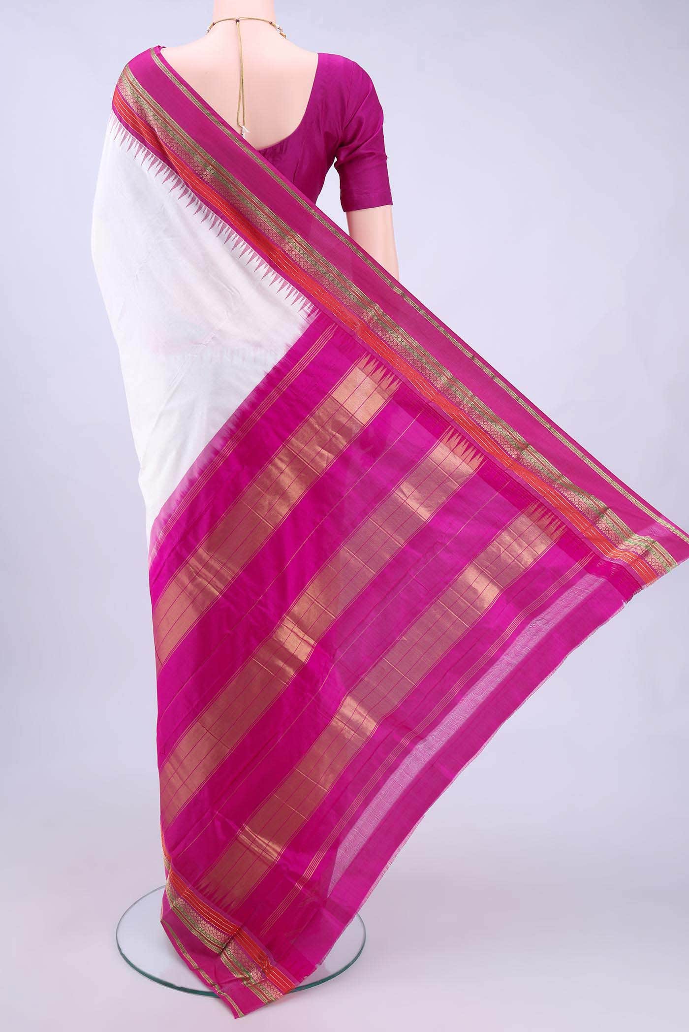 White Bangalore Silk - kadyal Saree