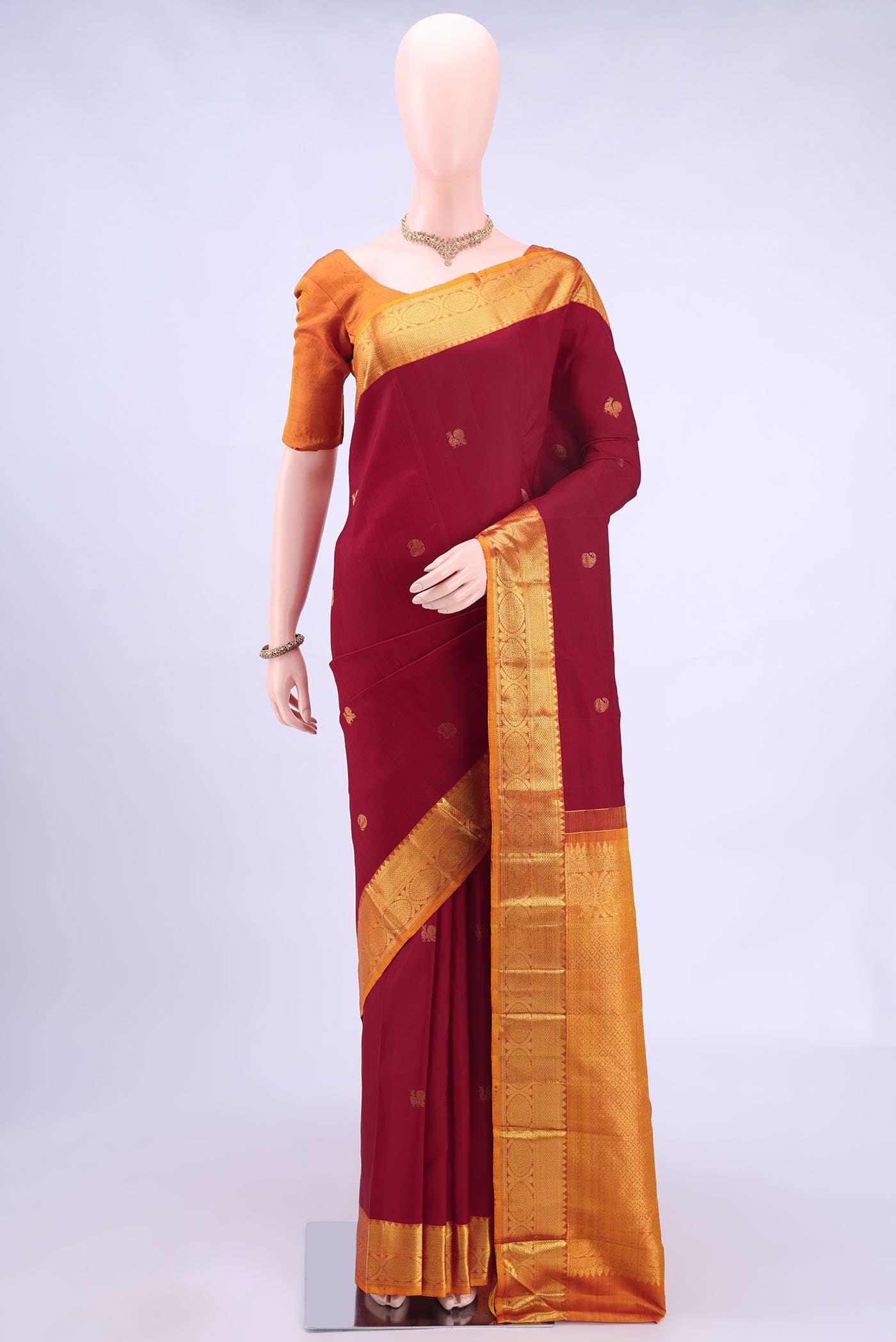 Pure Silk Pure Zari Maroon Kanchipuram Saree