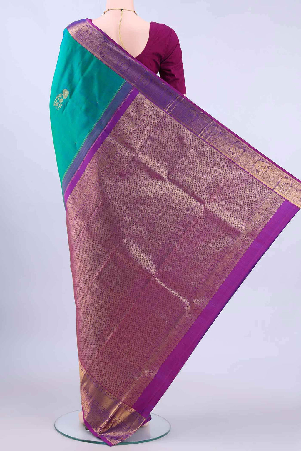 Peacock Blue Kanchipuram Silk Saree
