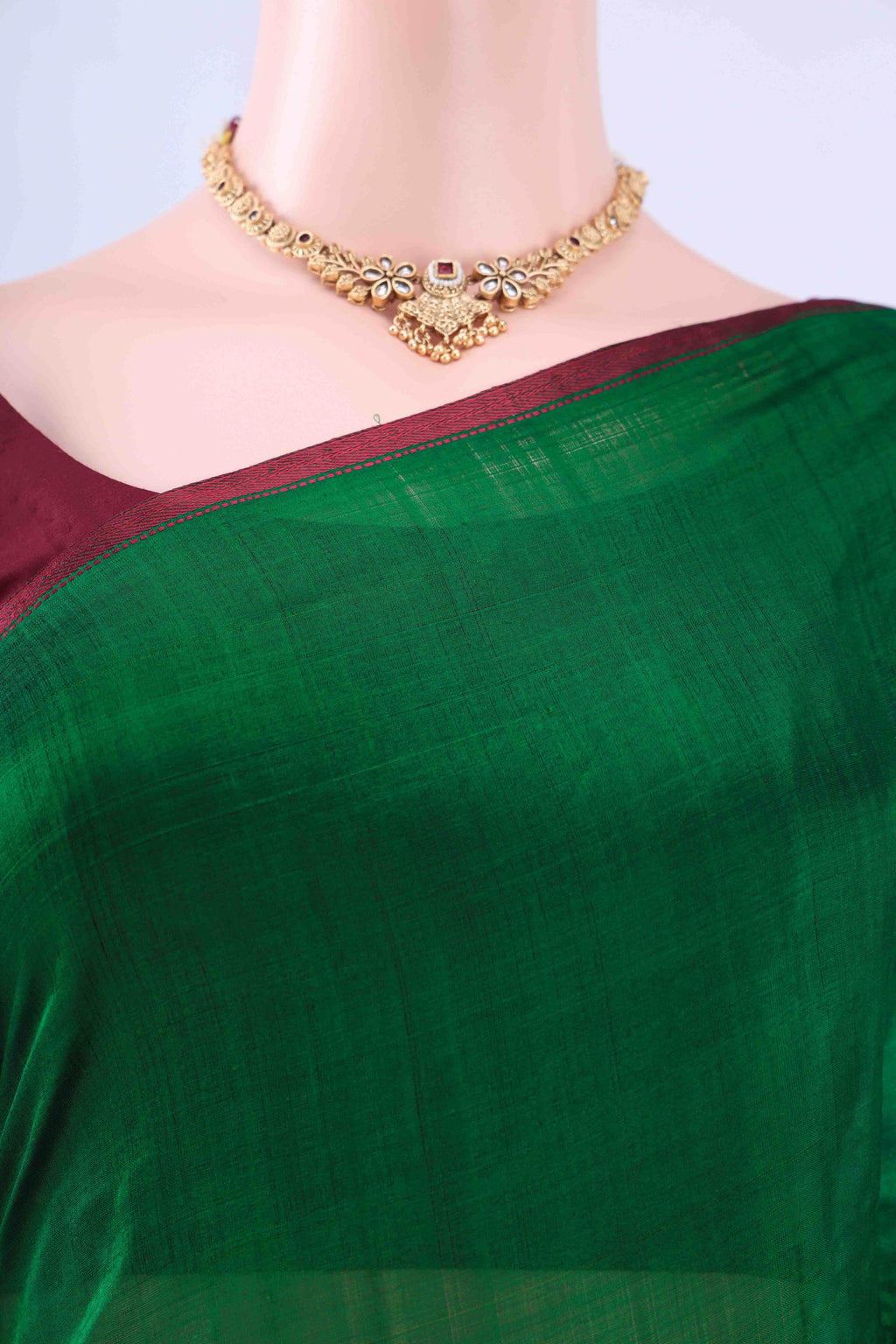 Bottle Green Kanchipuram Silk Saree